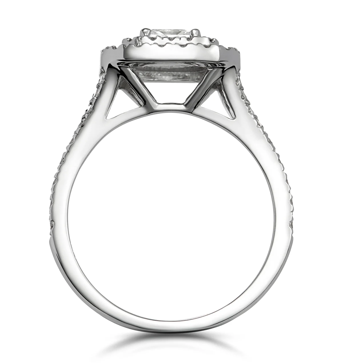 Cleopatra Diamond Halo Engagement Ring in Platinum 1.20ct G/VS1 - Image 3