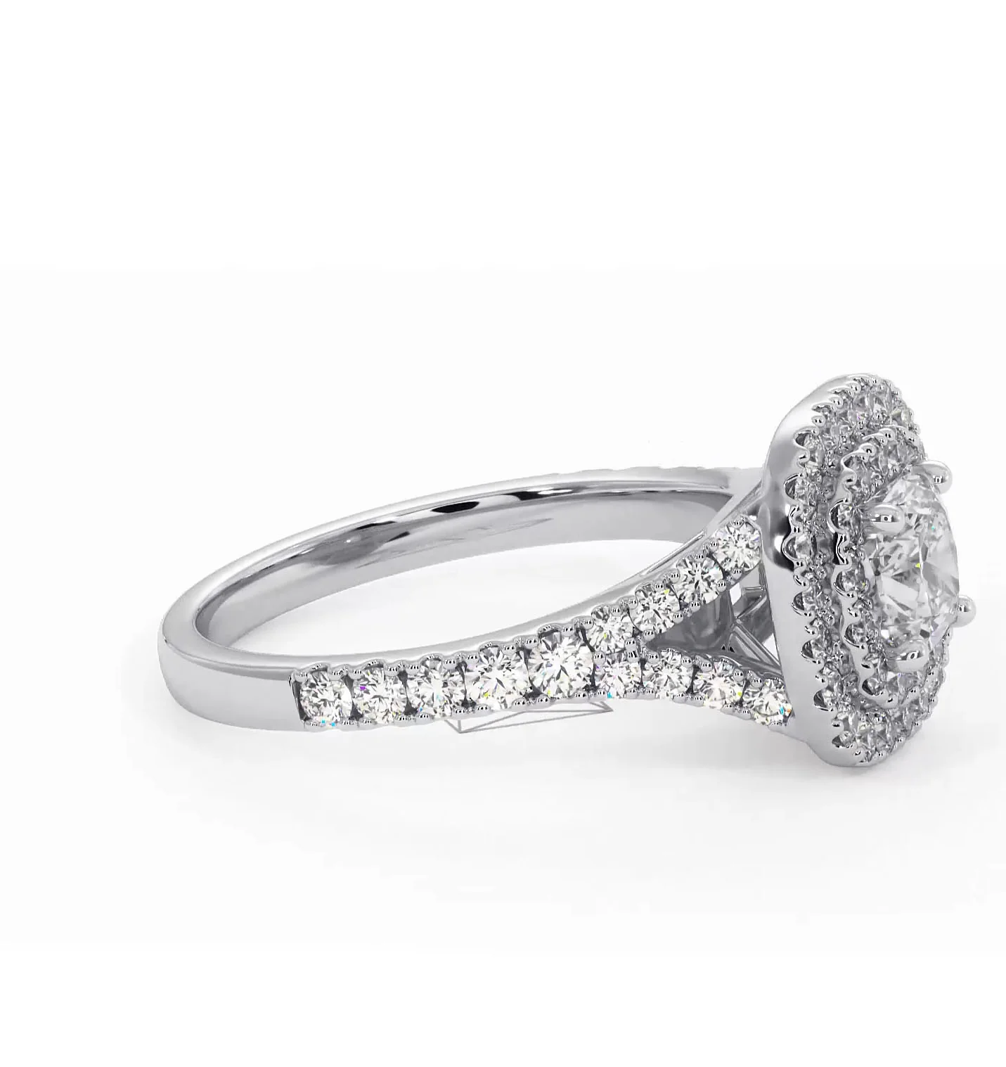 Cleopatra Diamond Halo Engagement Ring in Platinum 1.20ct G/VS1 - Image 71