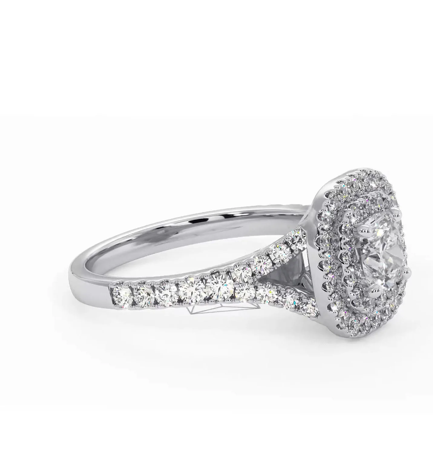 Cleopatra Diamond Halo Engagement Ring in Platinum 1.20ct G/VS1 - Image 73
