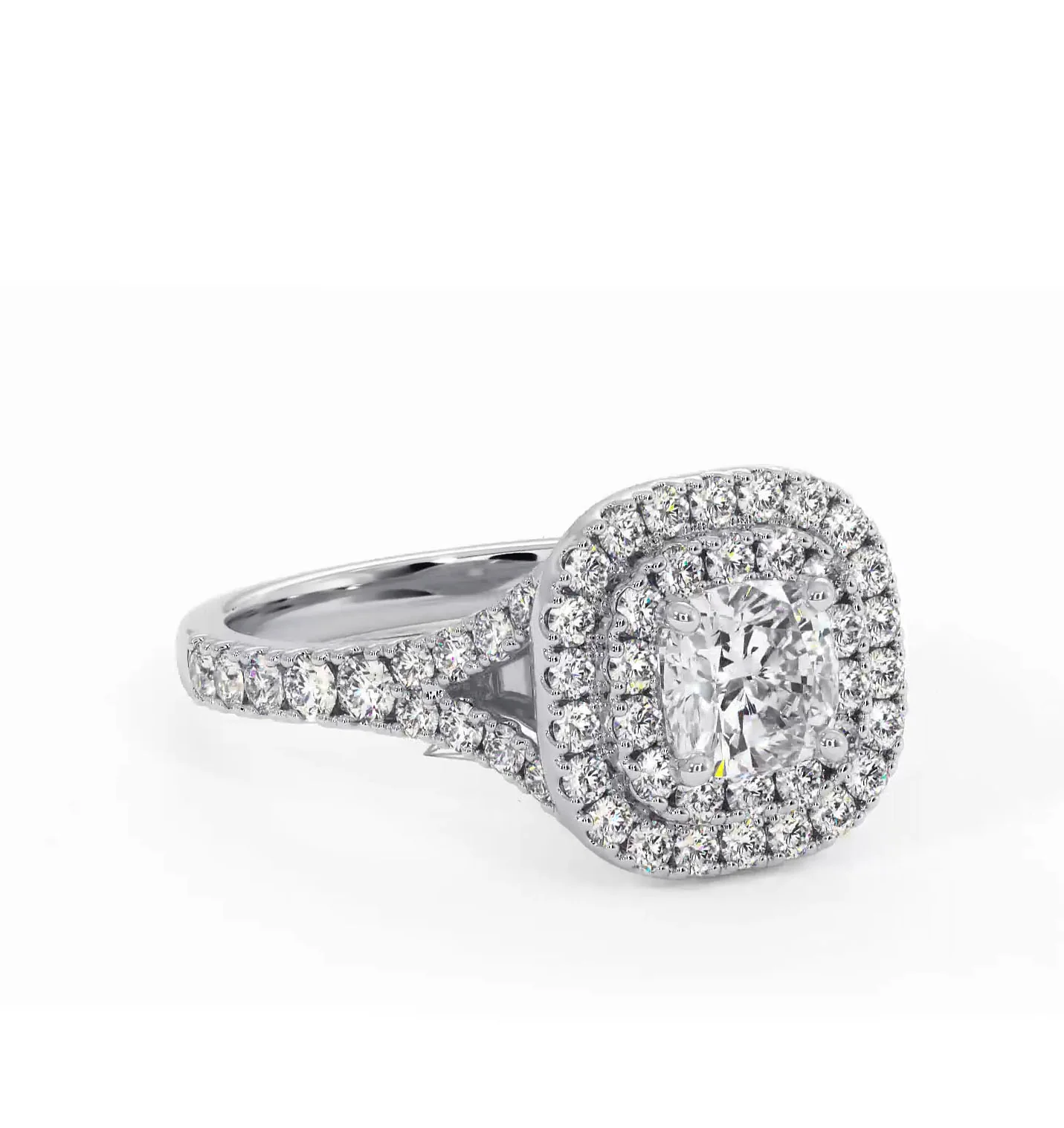 Cleopatra Diamond Halo Engagement Ring in Platinum 1.20ct G/VS1 - Image 80