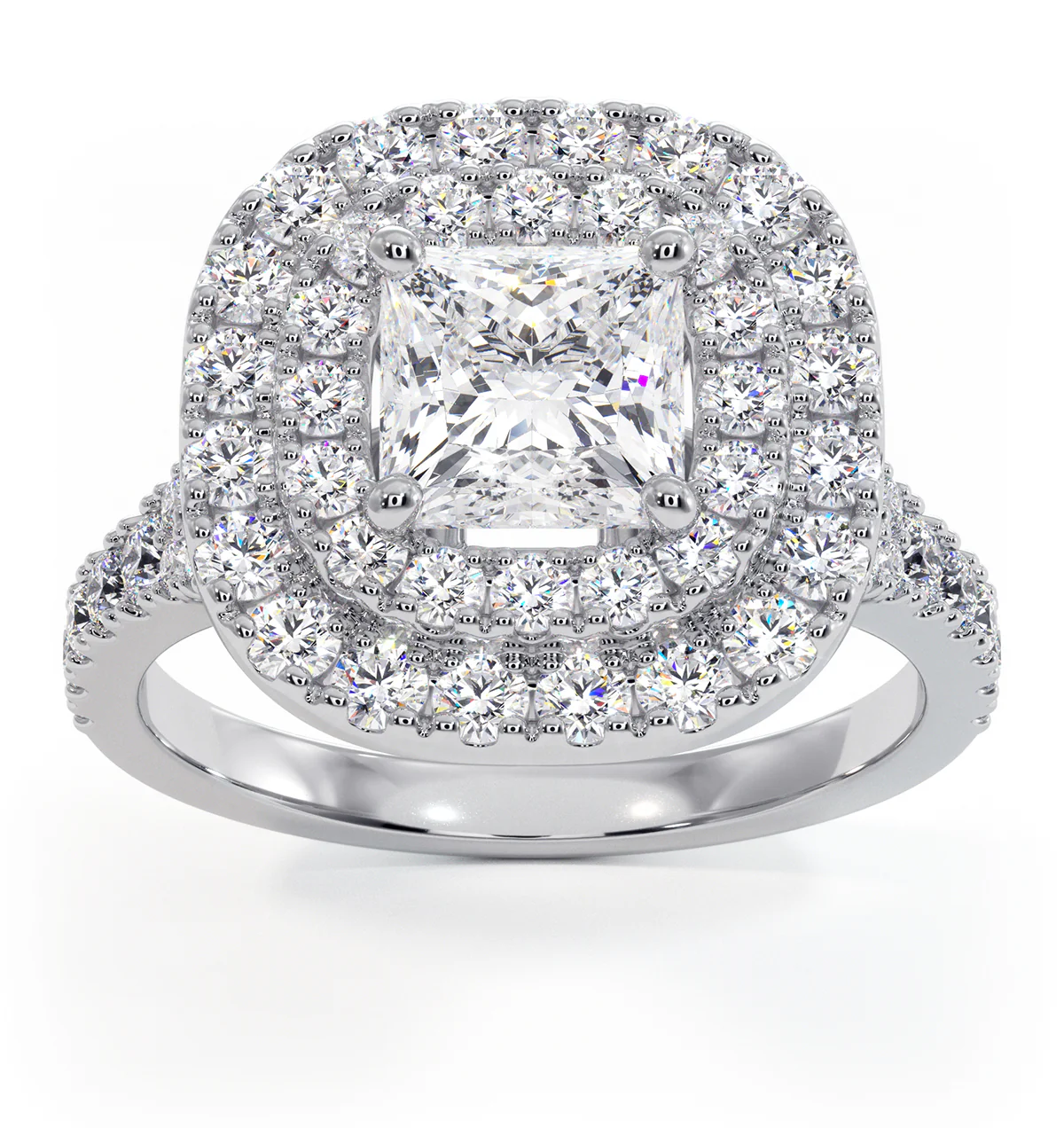 Cleopatra GIA Diamond Halo Engagement Ring in Platinum 1.85ct G/VS1 - Image 3