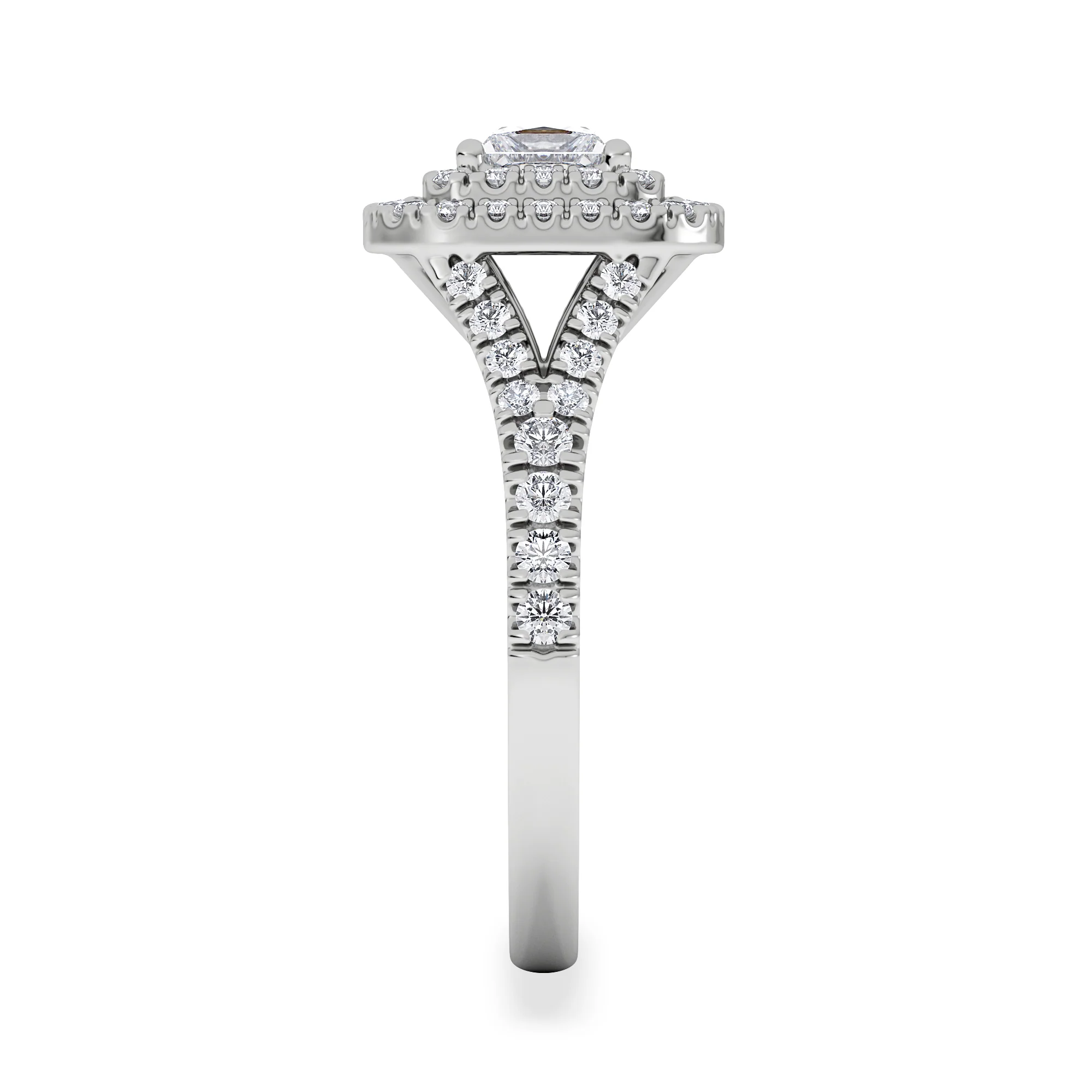 Cleopatra Lab Diamond Halo Engagement Ring 18K White Gold 1.20ct F/VS1 - Image 5