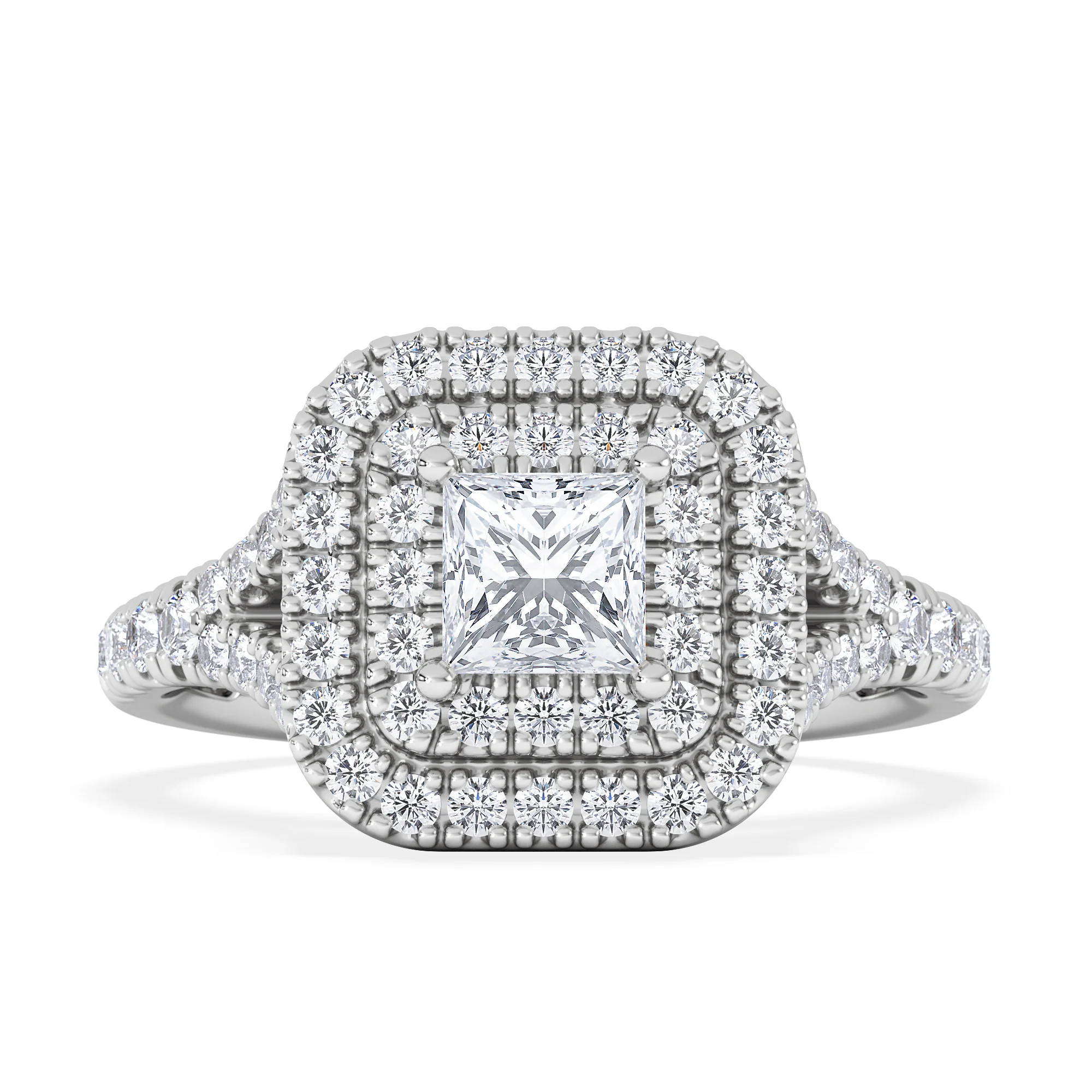 Cleopatra Lab Diamond Halo Engagement Ring 18K White Gold 1.20ct F/VS1 - Image 6