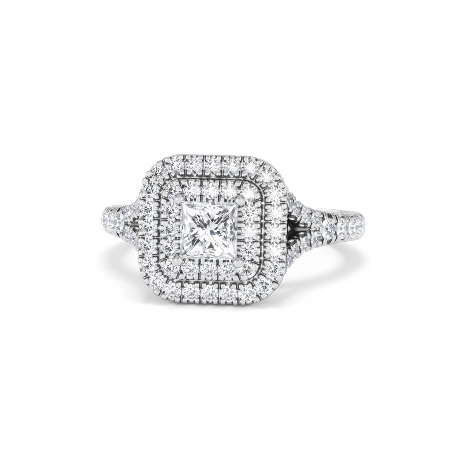 Cleopatra Lab Diamond Halo Engagement Ring 18K White Gold 1.20ct F/VS1 - Image 86