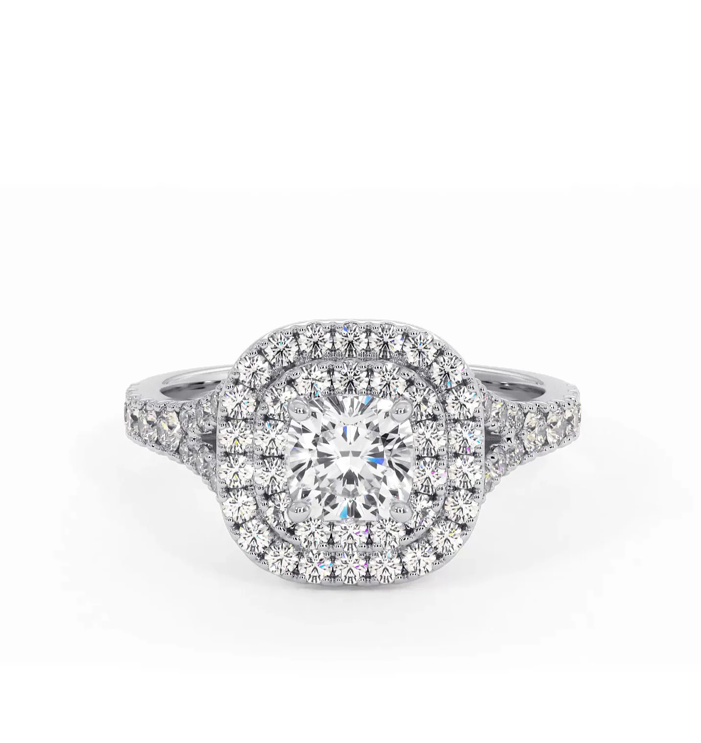 Cleopatra Lab Diamond Halo Engagement Ring 18K White Gold 1.20ct F/VS1 - Image 88