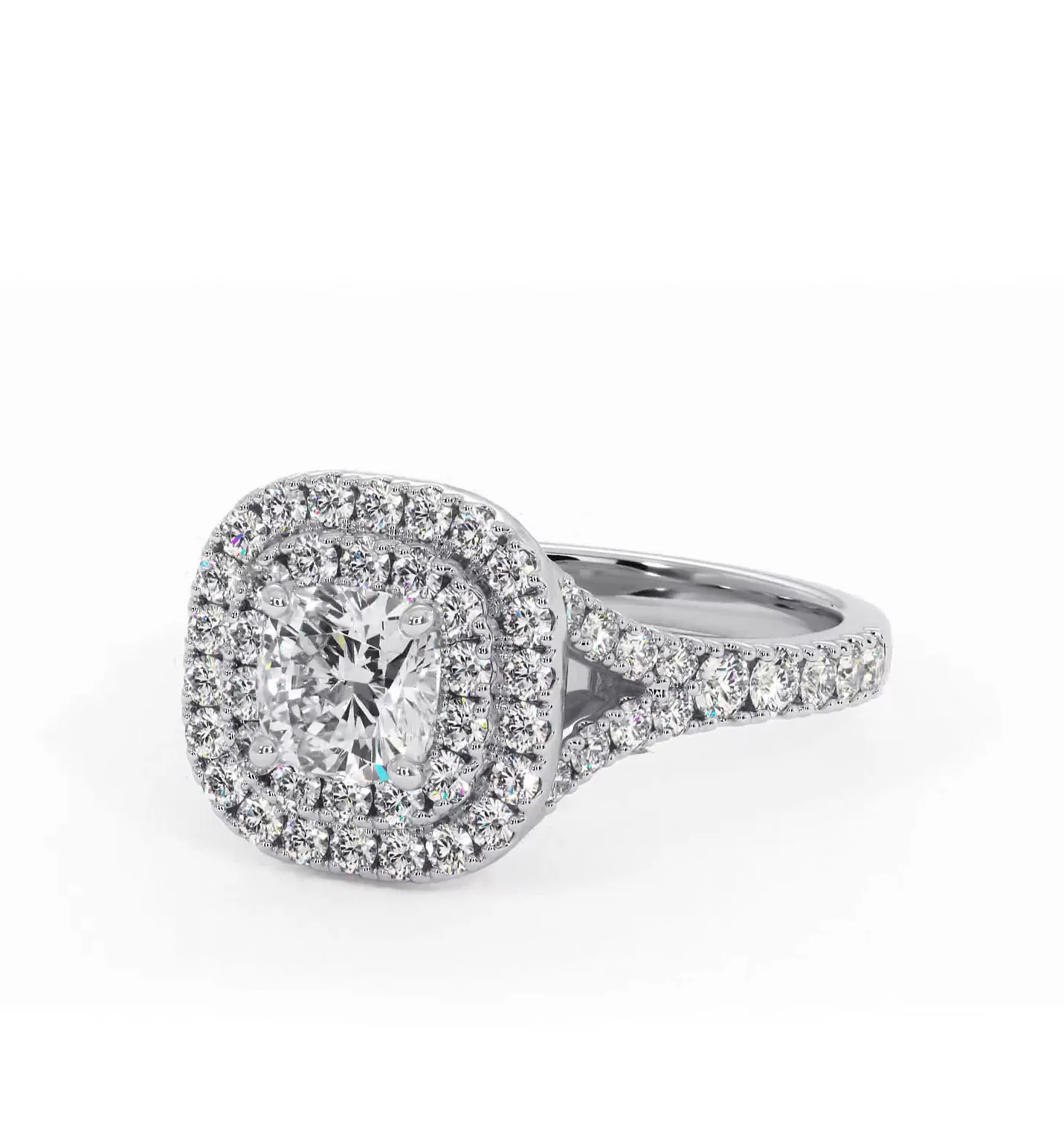 Cleopatra Lab Diamond Halo Engagement Ring 18K White Gold 1.20ct F/VS1 - Image 93