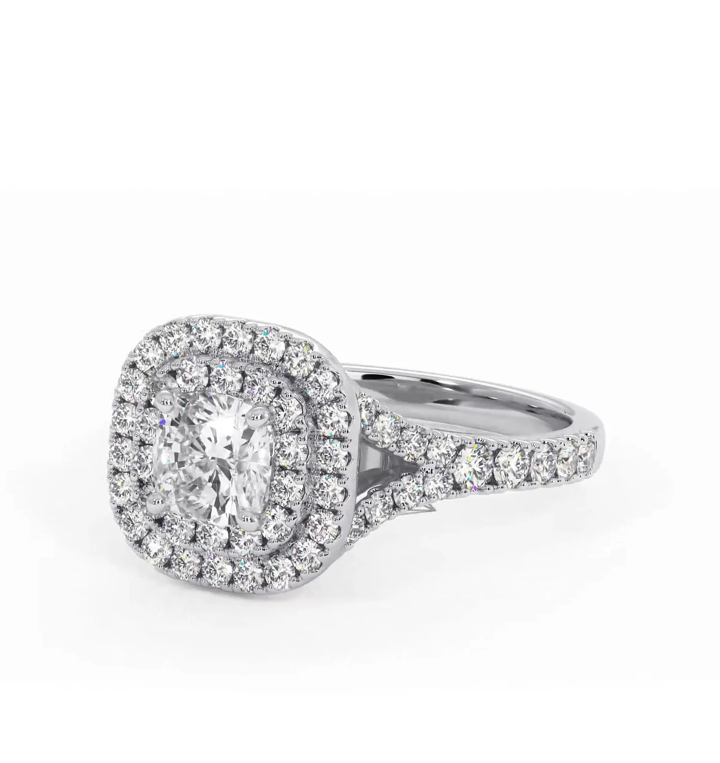 Cleopatra Lab Diamond Halo Engagement Ring 18K White Gold 1.20ct F/VS1 - Image 94