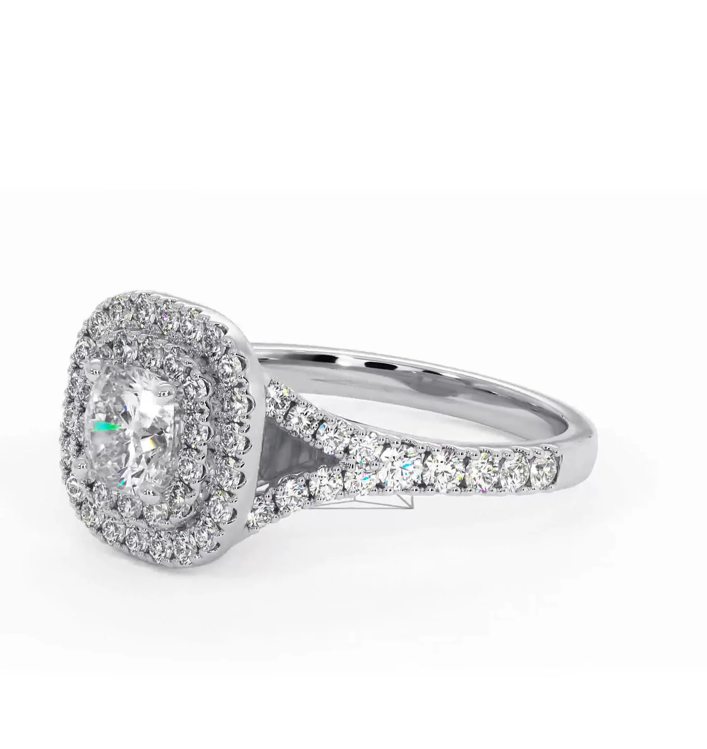 Cleopatra Lab Diamond Halo Engagement Ring 18K White Gold 1.20ct F/VS1 - Image 98