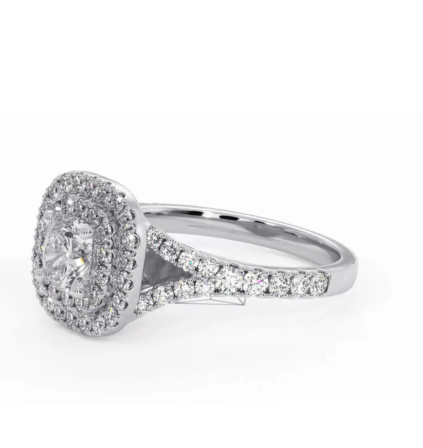 Cleopatra Lab Diamond Halo Engagement Ring 18K White Gold 1.20ct F/VS1 - Image 99
