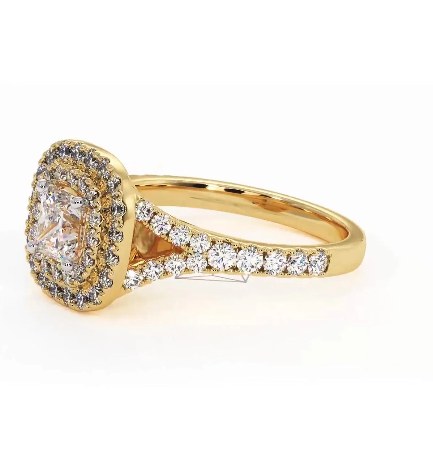 Cleopatra Lab Diamond Halo Engagement Ring in 18K Gold 1.20ct F/VS1 - Image 100