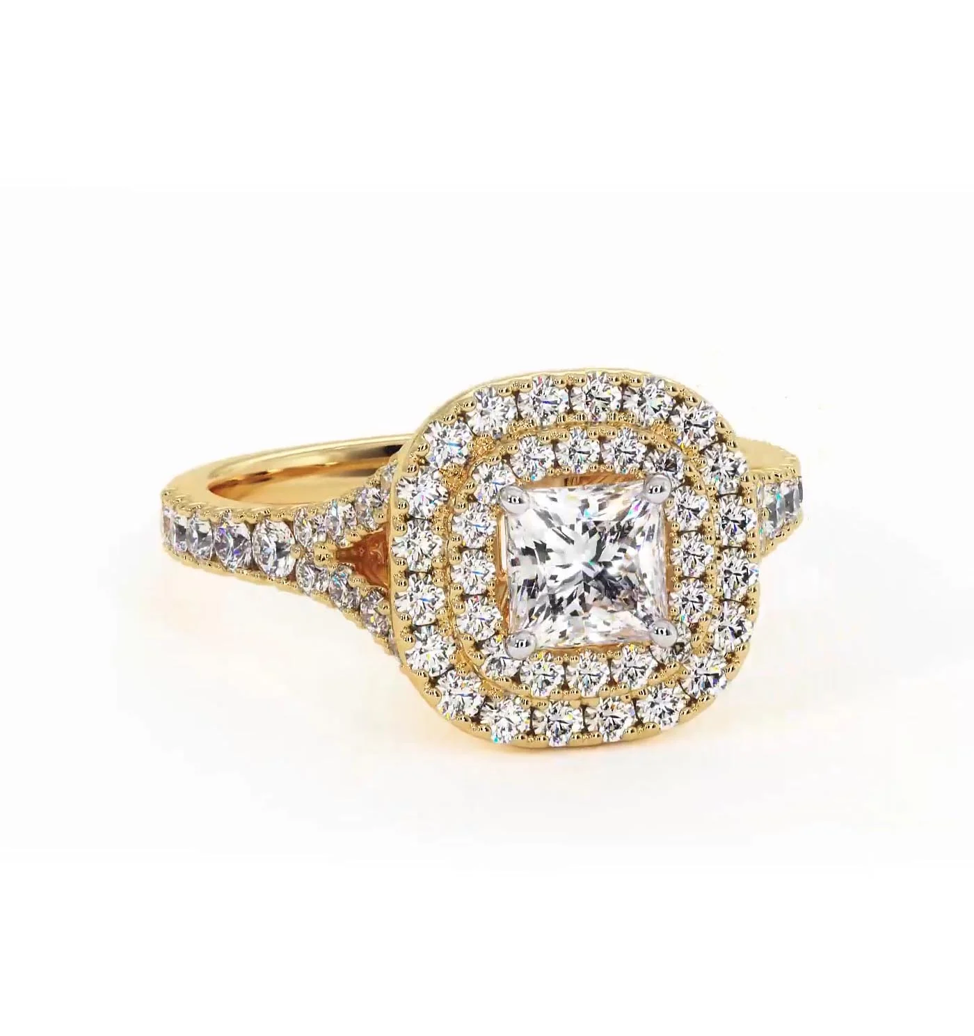 Cleopatra Lab Diamond Halo Engagement Ring in 18K Gold 1.20ct F/VS1 - Image 165