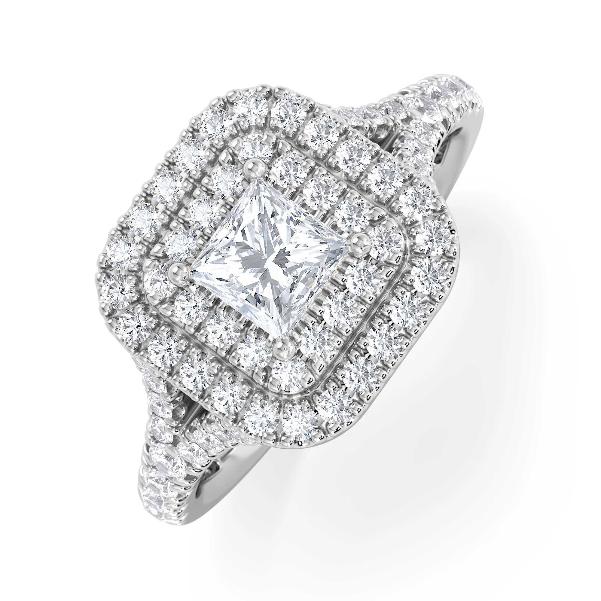 Cleopatra Lab Diamond Halo Engagement Ring in Platinum 1.20ct F/VS1