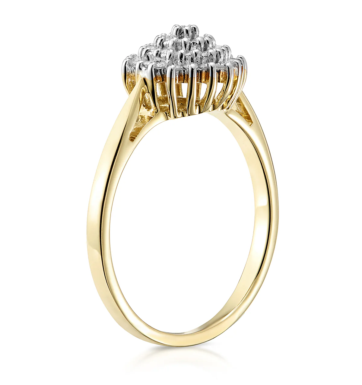 Cluster Ring 0.25ct Diamond 9K Yellow Gold - E5362 - Image 3