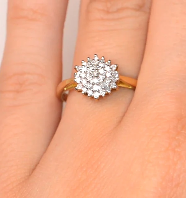 Cluster Ring 0.25ct Diamond 9K Yellow Gold - E5362 - Image 4