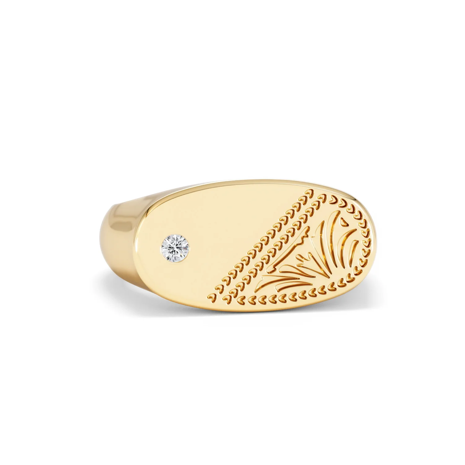 Crest 0.03ct Lab Diamond Men's Oblong Signet Ring in 18K Yellow Gold Vermeil - Image 10