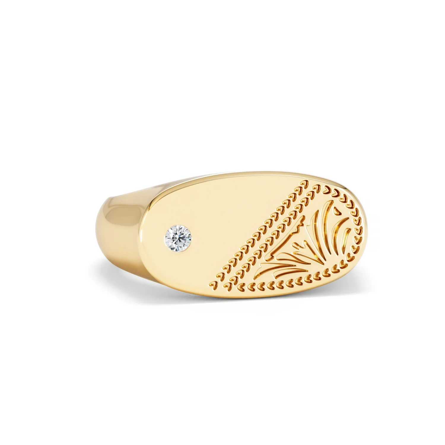 Crest 0.03ct Lab Diamond Men's Oblong Signet Ring in 18K Yellow Gold Vermeil - Image 11