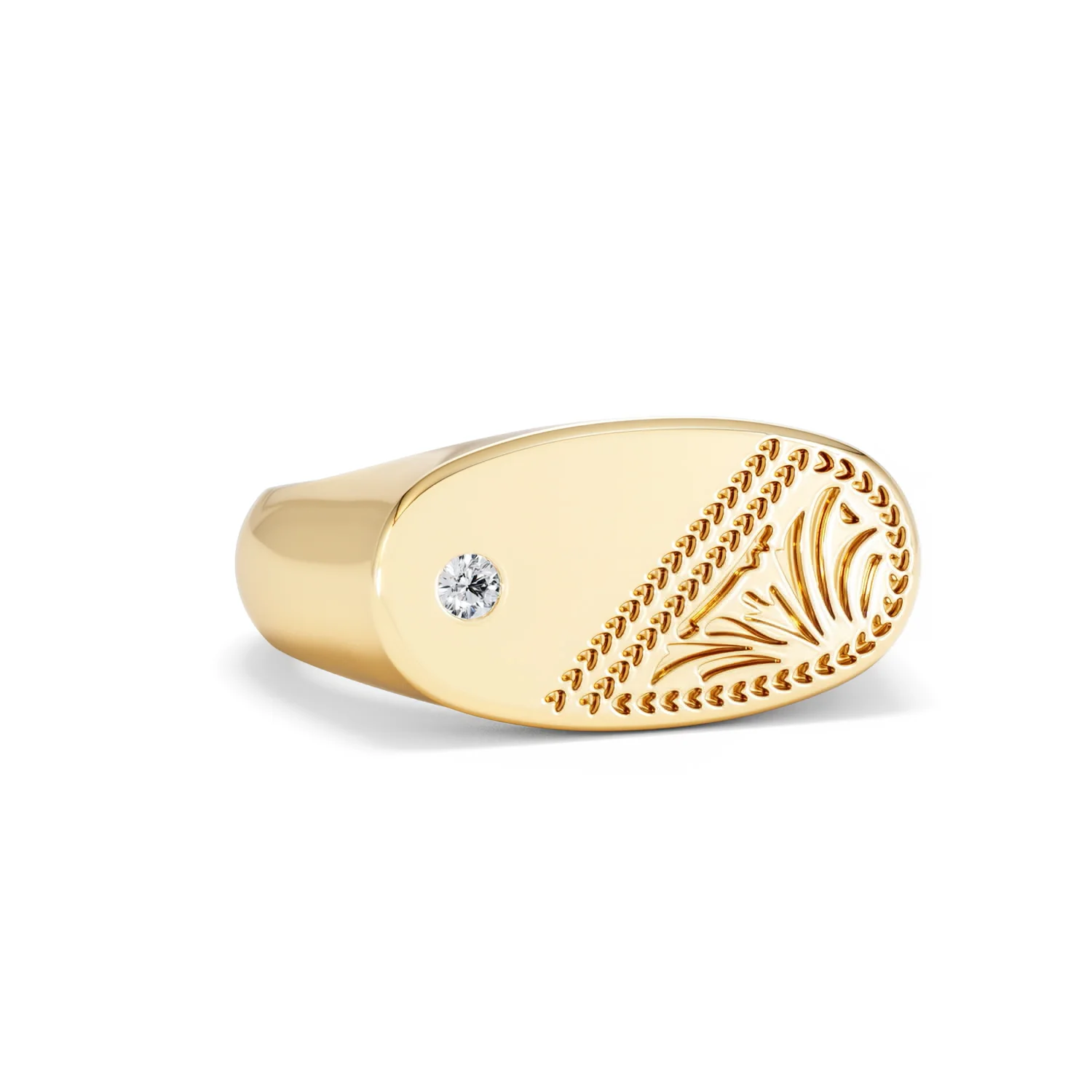 Crest 0.03ct Lab Diamond Men's Oblong Signet Ring in 18K Yellow Gold Vermeil - Image 12