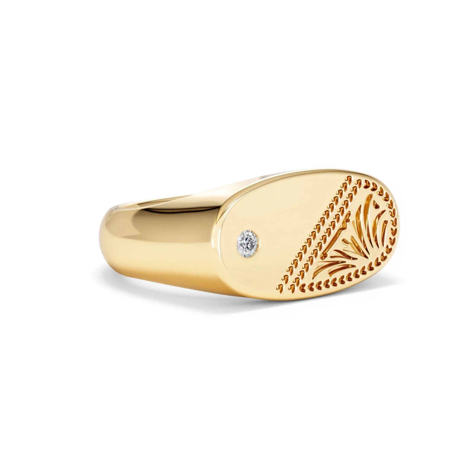 Crest 0.03ct Lab Diamond Men's Oblong Signet Ring in 18K Yellow Gold Vermeil - Image 16