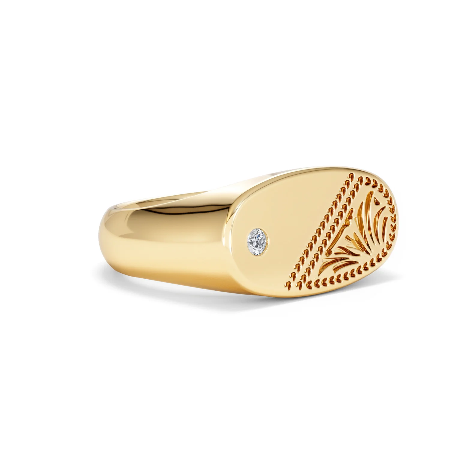 Crest 0.03ct Lab Diamond Men's Oblong Signet Ring in 18K Yellow Gold Vermeil - Image 17