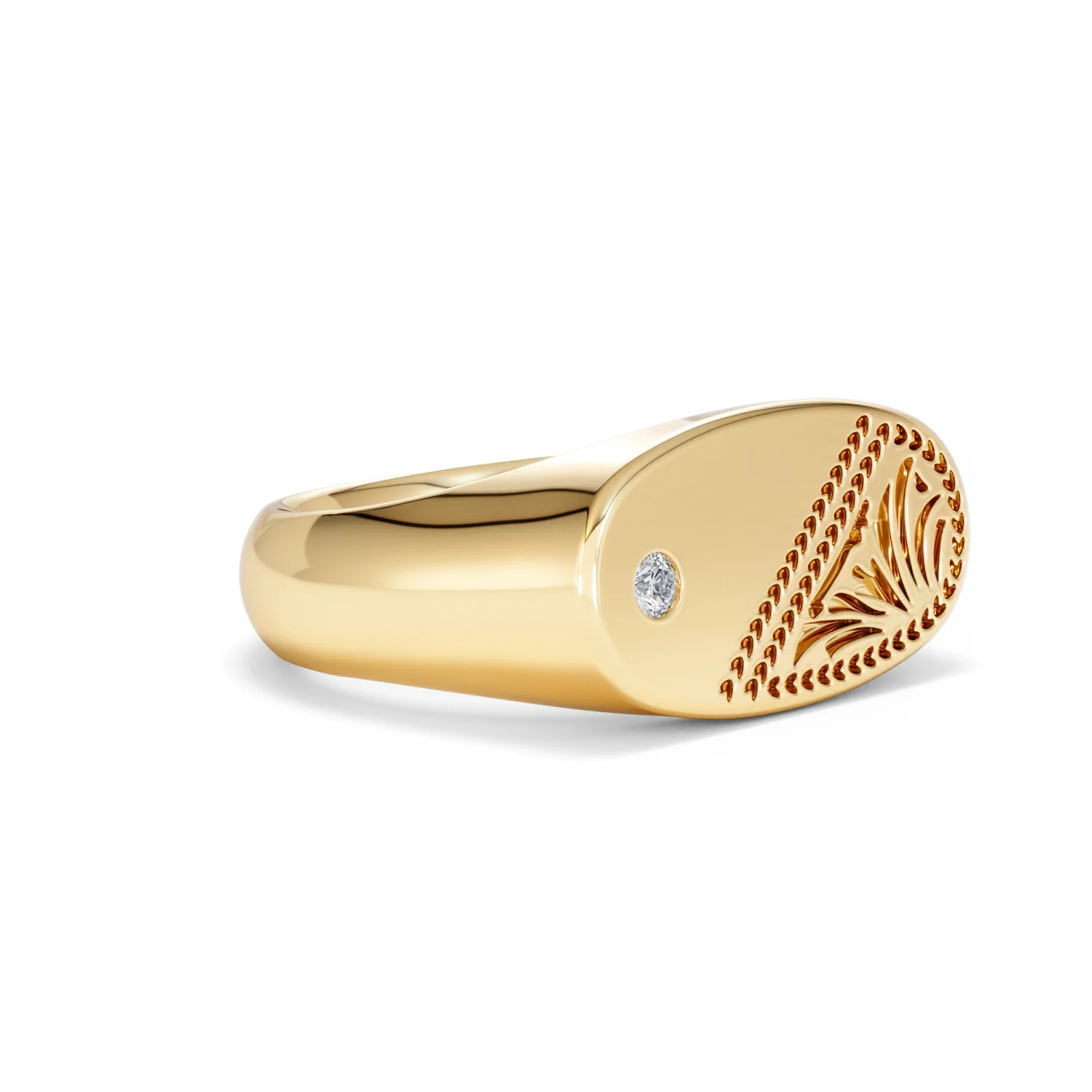 Crest 0.03ct Lab Diamond Men's Oblong Signet Ring in 18K Yellow Gold Vermeil - Image 18
