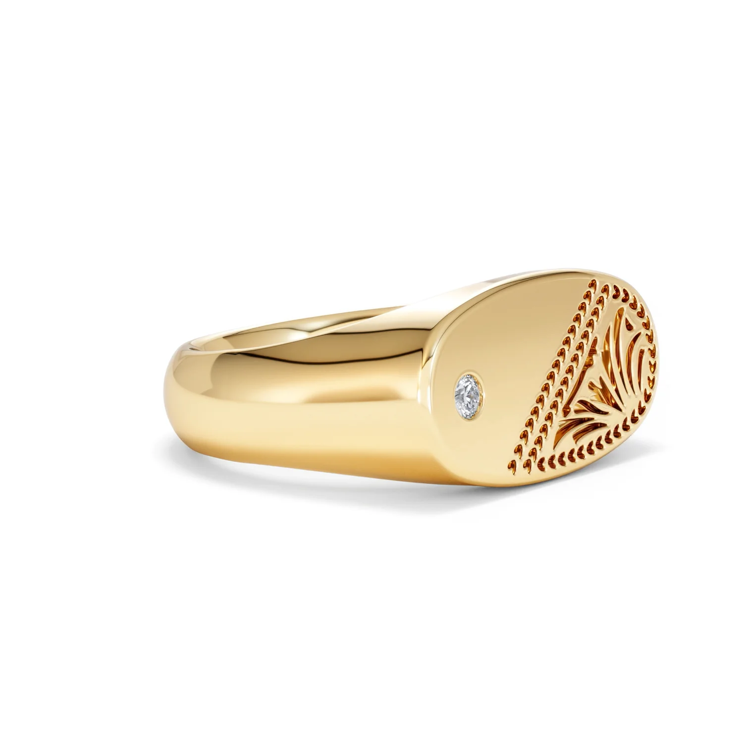 Crest 0.03ct Lab Diamond Men's Oblong Signet Ring in 18K Yellow Gold Vermeil - Image 19