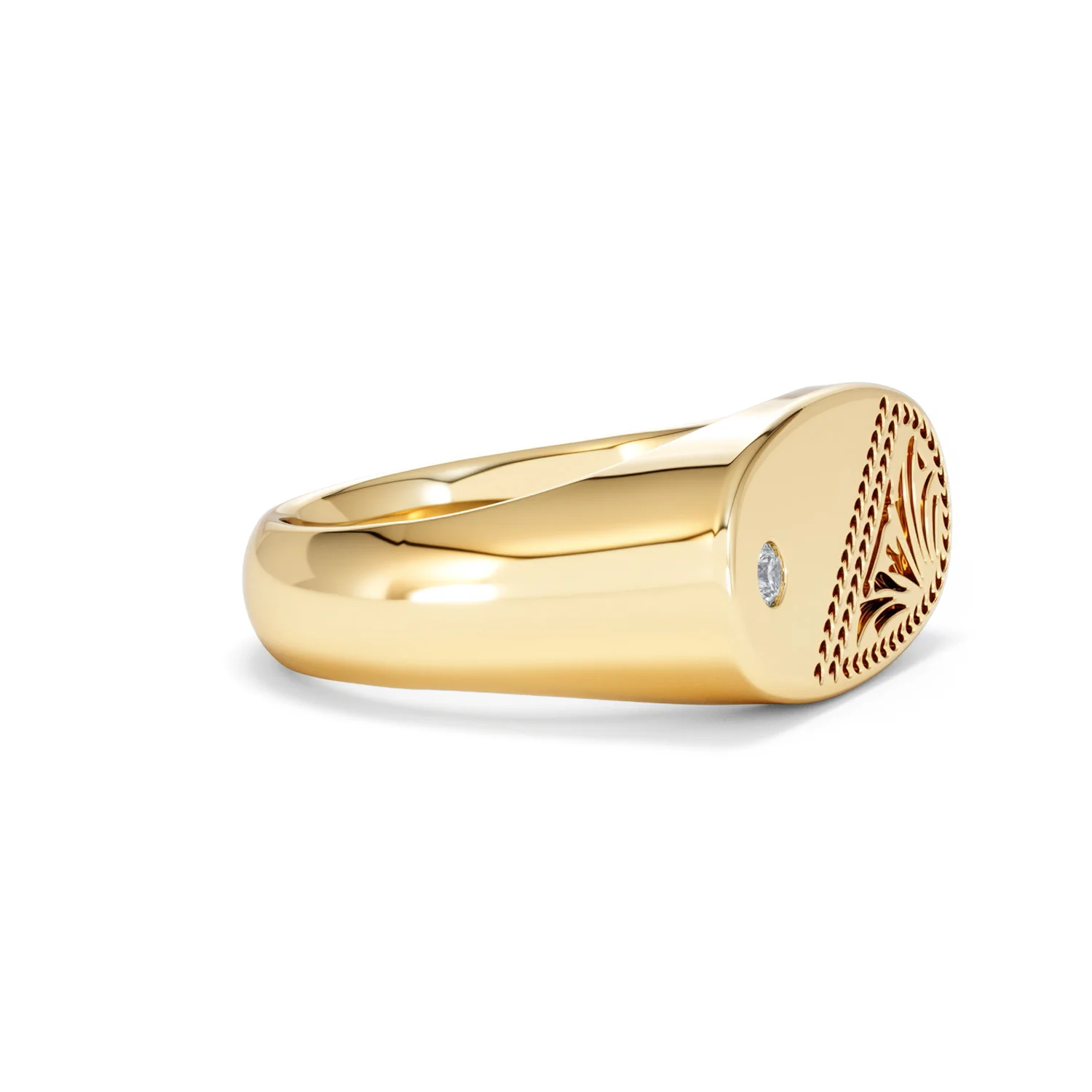Crest 0.03ct Lab Diamond Men's Oblong Signet Ring in 18K Yellow Gold Vermeil - Image 22