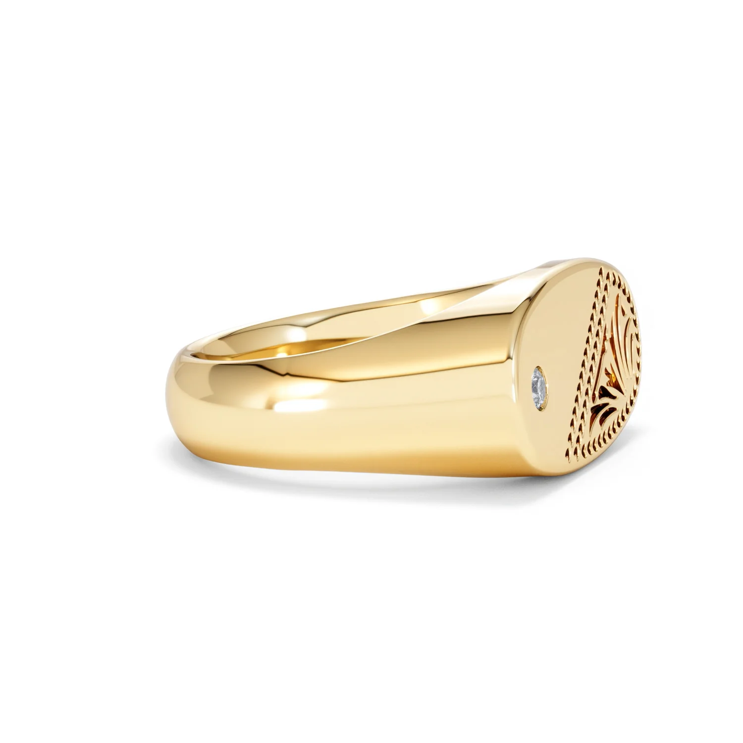 Crest 0.03ct Lab Diamond Men's Oblong Signet Ring in 18K Yellow Gold Vermeil - Image 23