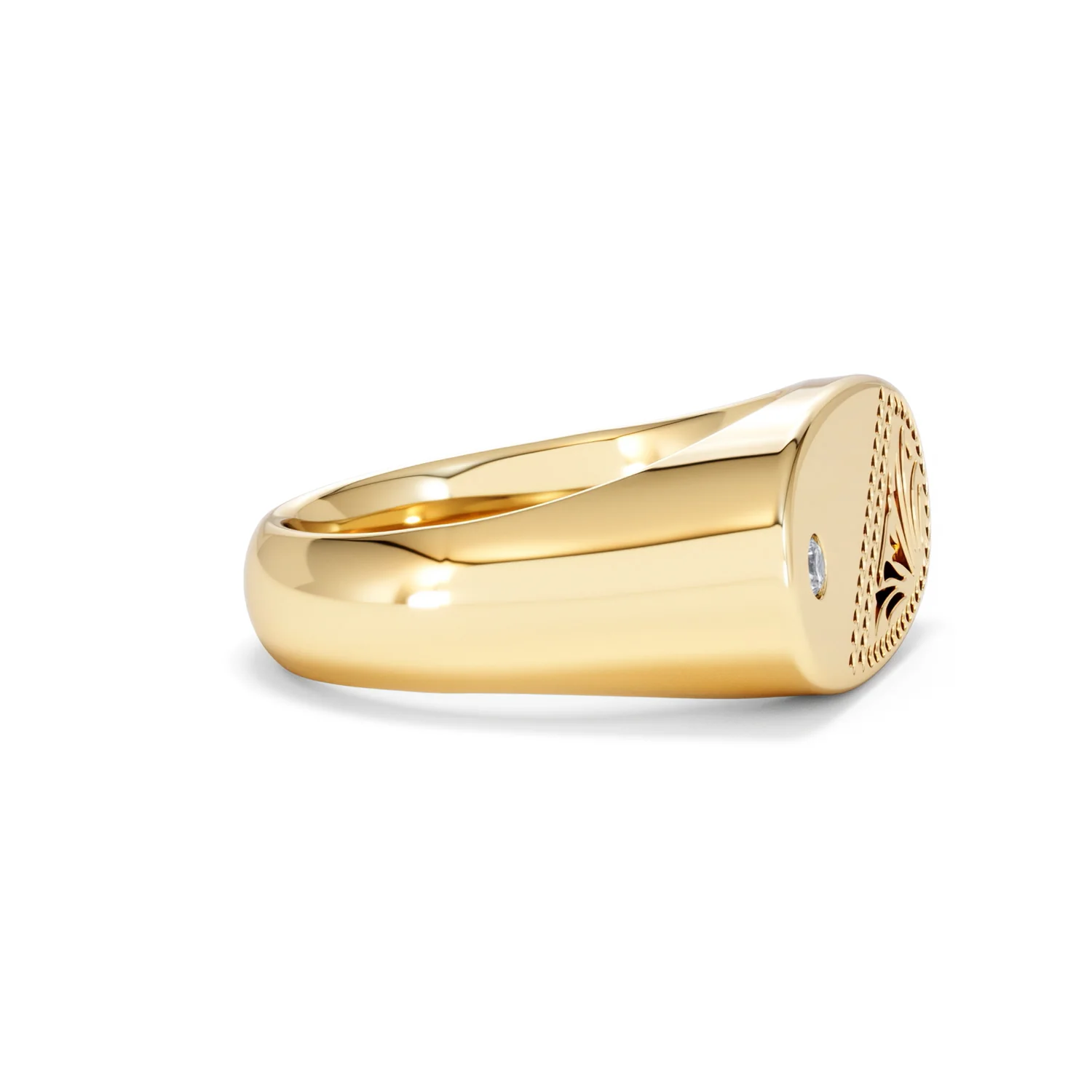 Crest 0.03ct Lab Diamond Men's Oblong Signet Ring in 18K Yellow Gold Vermeil - Image 24