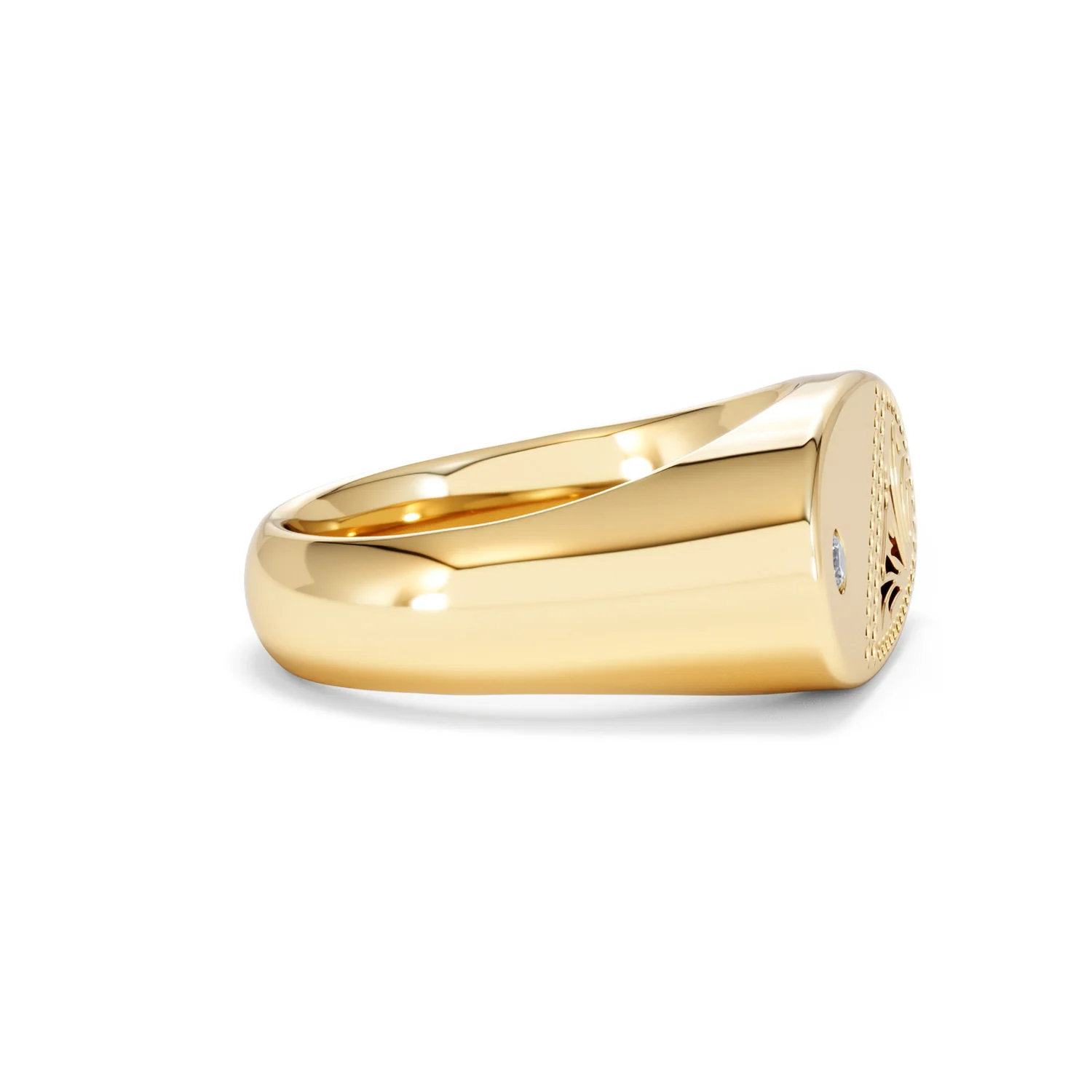 Crest 0.03ct Lab Diamond Men's Oblong Signet Ring in 18K Yellow Gold Vermeil - Image 25