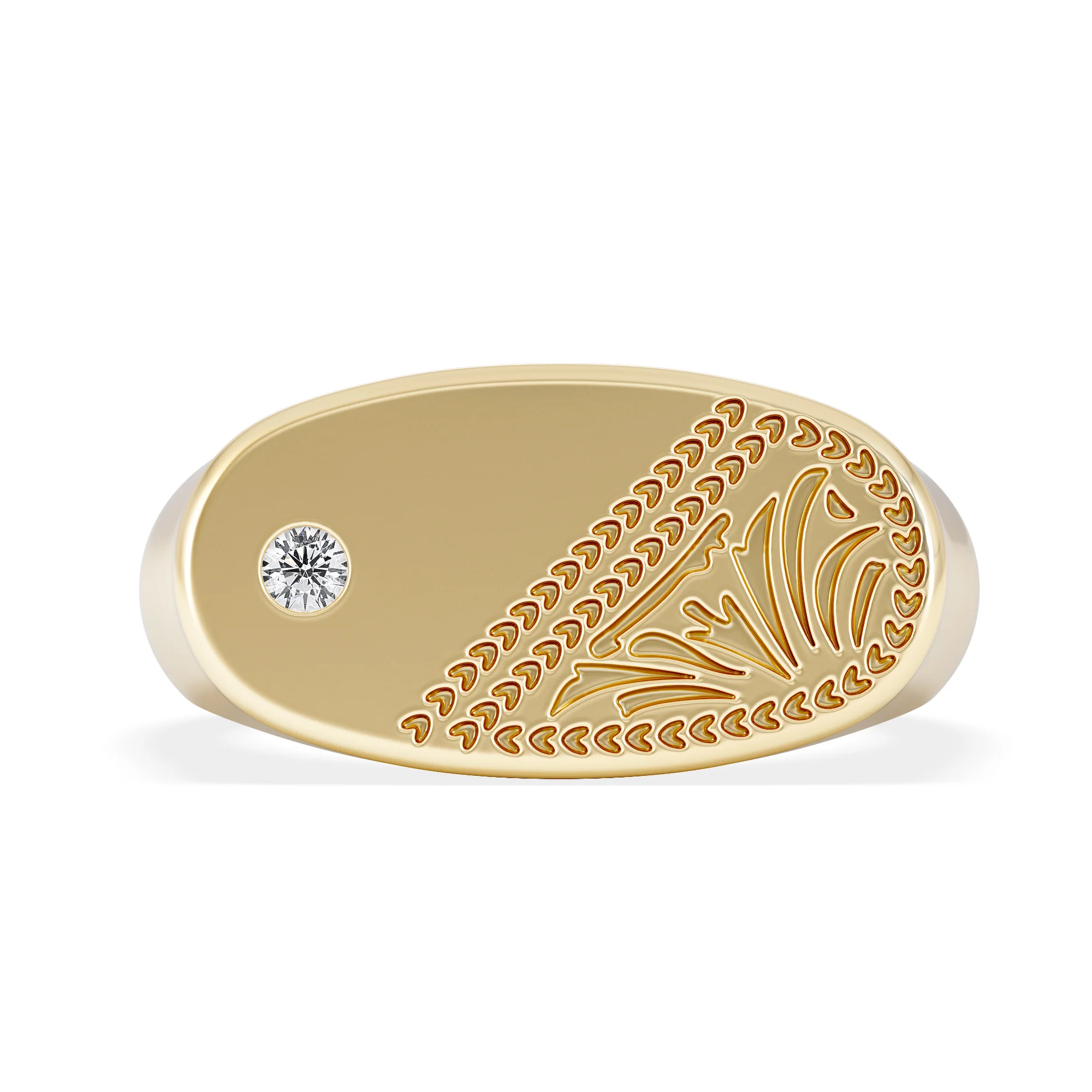 Crest 0.03ct Lab Diamond Men's Oblong Signet Ring in 18K Yellow Gold Vermeil - Image 7