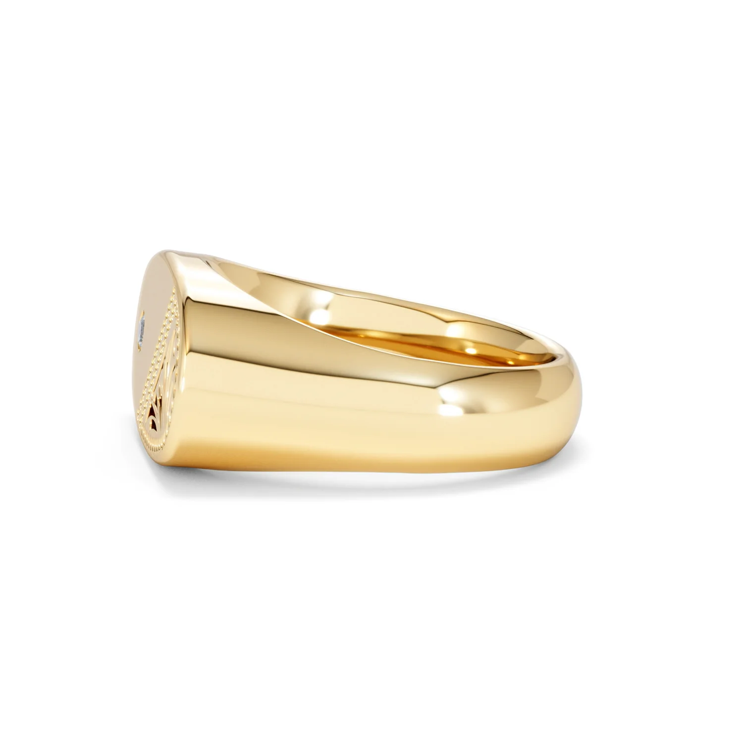 Crest 0.03ct Lab Diamond Men's Oblong Signet Ring in 18K Yellow Gold Vermeil - Image 70