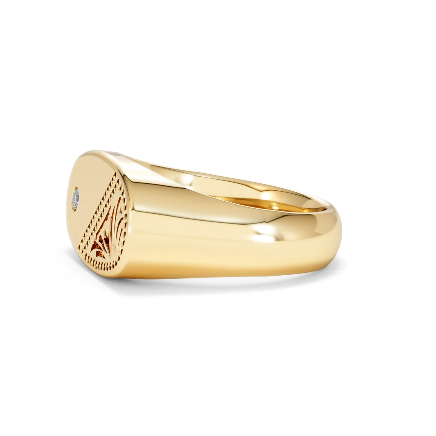 Crest 0.03ct Lab Diamond Men's Oblong Signet Ring in 18K Yellow Gold Vermeil - Image 72