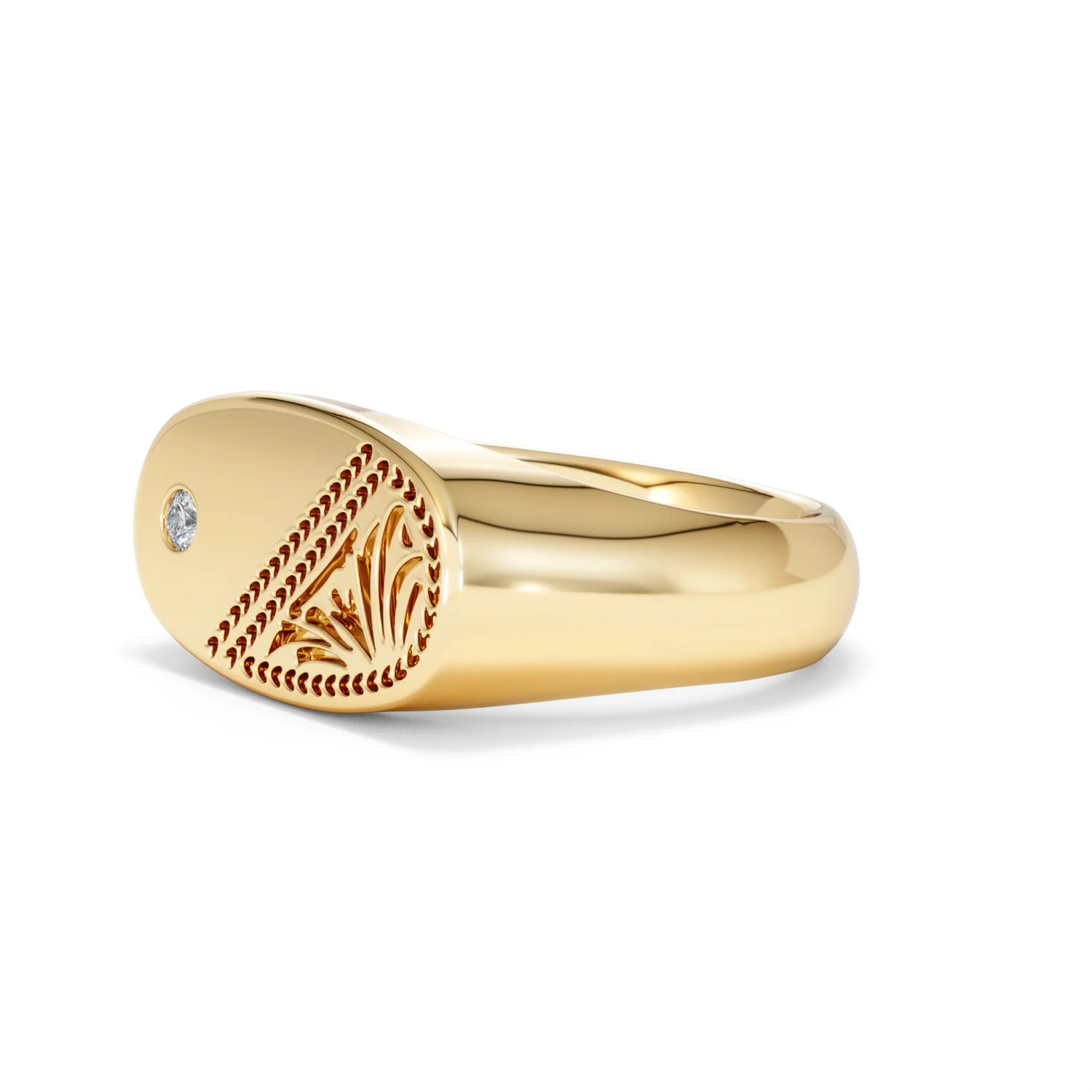 Crest 0.03ct Lab Diamond Men's Oblong Signet Ring in 18K Yellow Gold Vermeil - Image 76