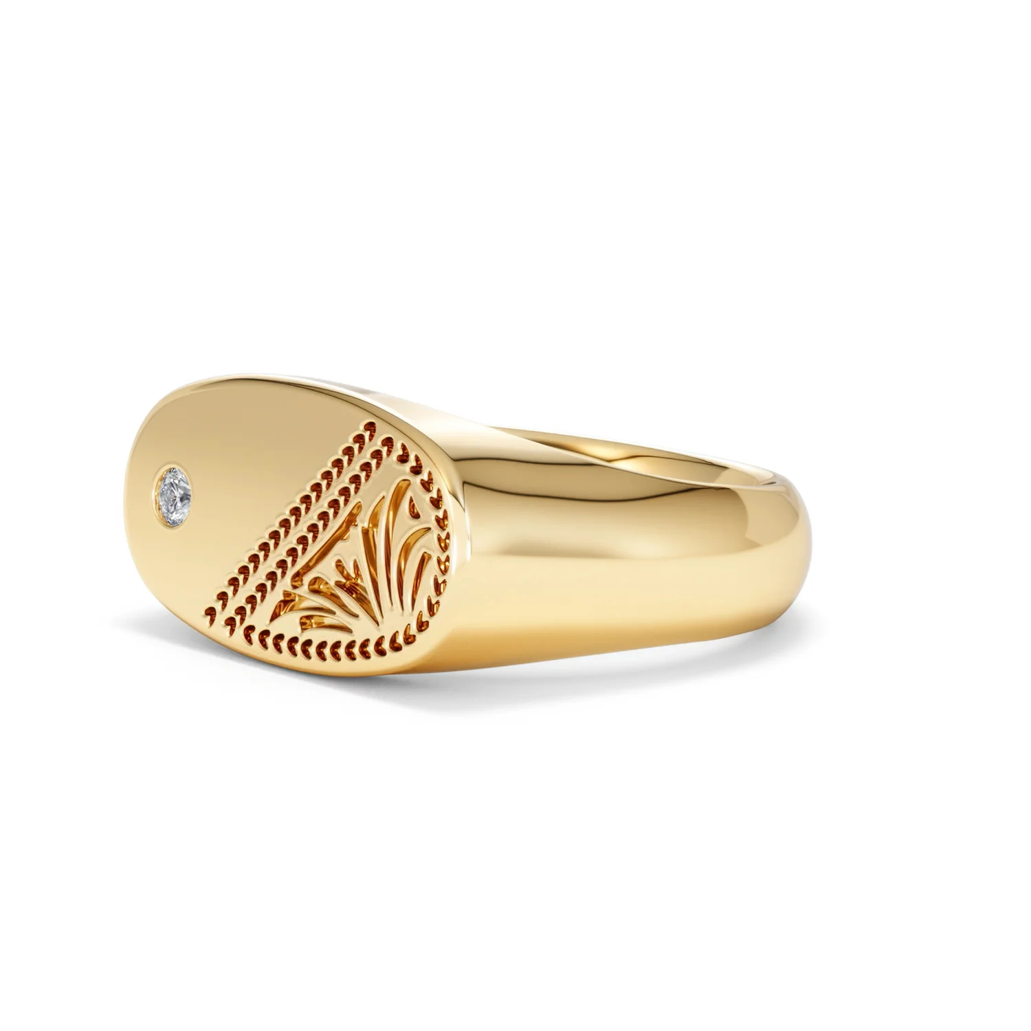 Crest 0.03ct Lab Diamond Men's Oblong Signet Ring in 18K Yellow Gold Vermeil - Image 77