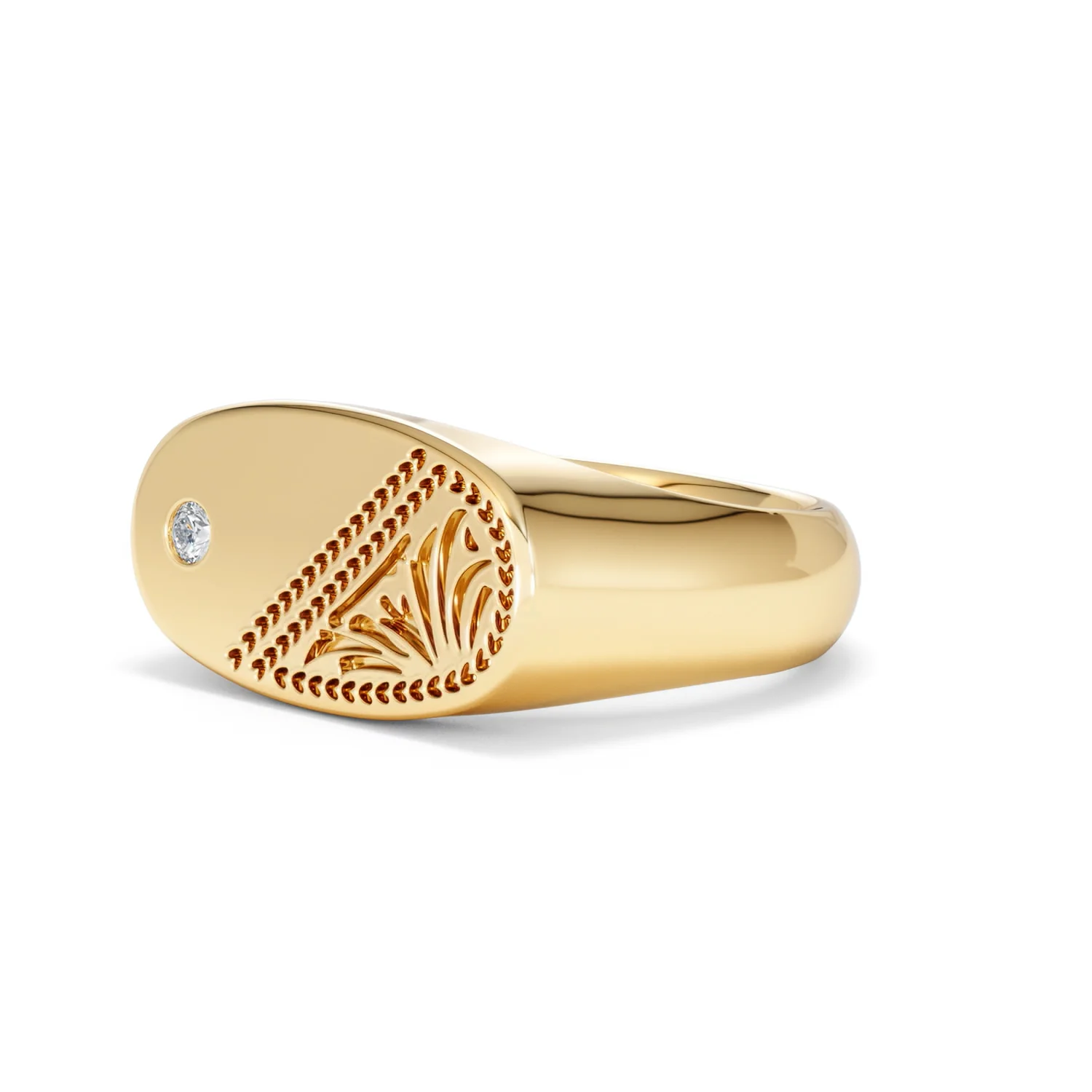 Crest 0.03ct Lab Diamond Men's Oblong Signet Ring in 18K Yellow Gold Vermeil - Image 78