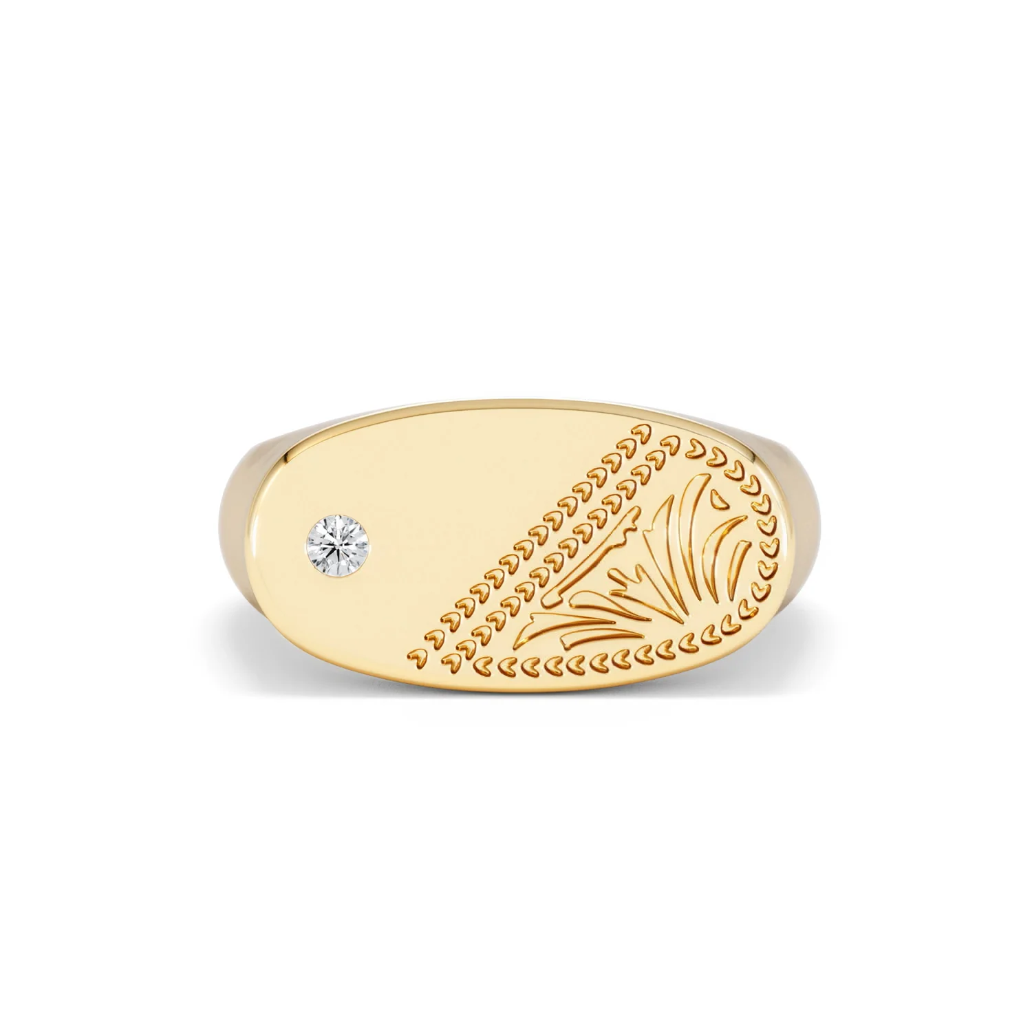 Crest 0.03ct Lab Diamond Men's Oblong Signet Ring in 18K Yellow Gold Vermeil - Image 8