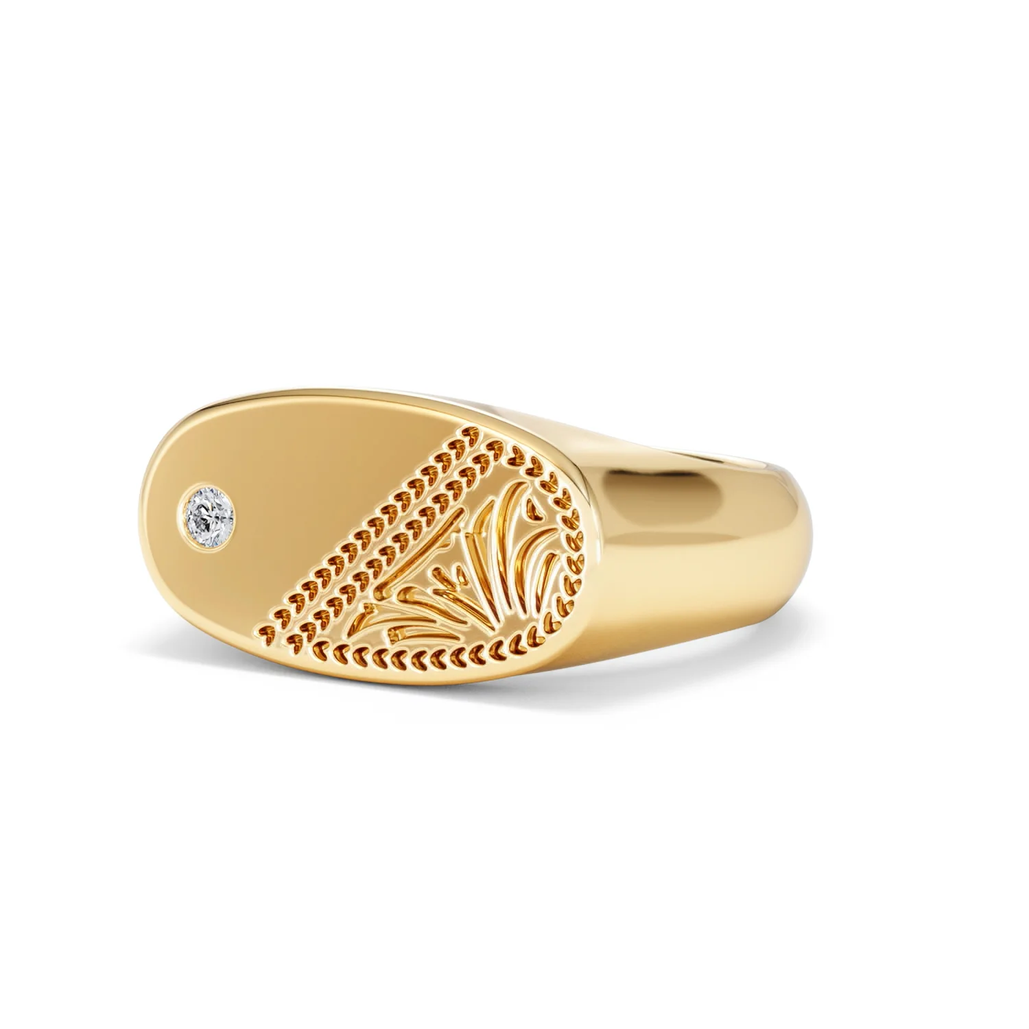 Crest 0.03ct Lab Diamond Men's Oblong Signet Ring in 18K Yellow Gold Vermeil - Image 81