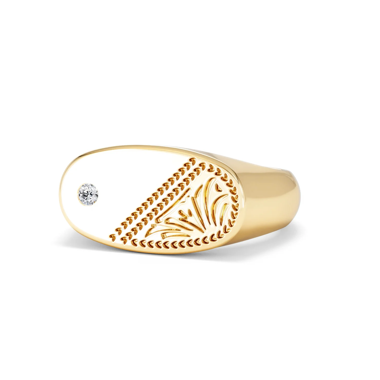 Crest 0.03ct Lab Diamond Men's Oblong Signet Ring in 18K Yellow Gold Vermeil - Image 83