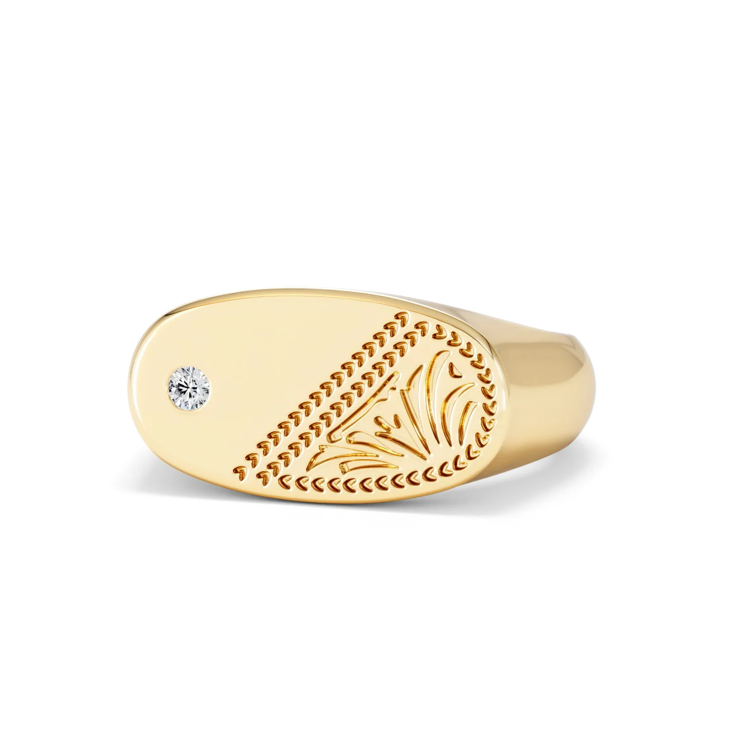 Crest 0.03ct Lab Diamond Men's Oblong Signet Ring in 18K Yellow Gold Vermeil - Image 84