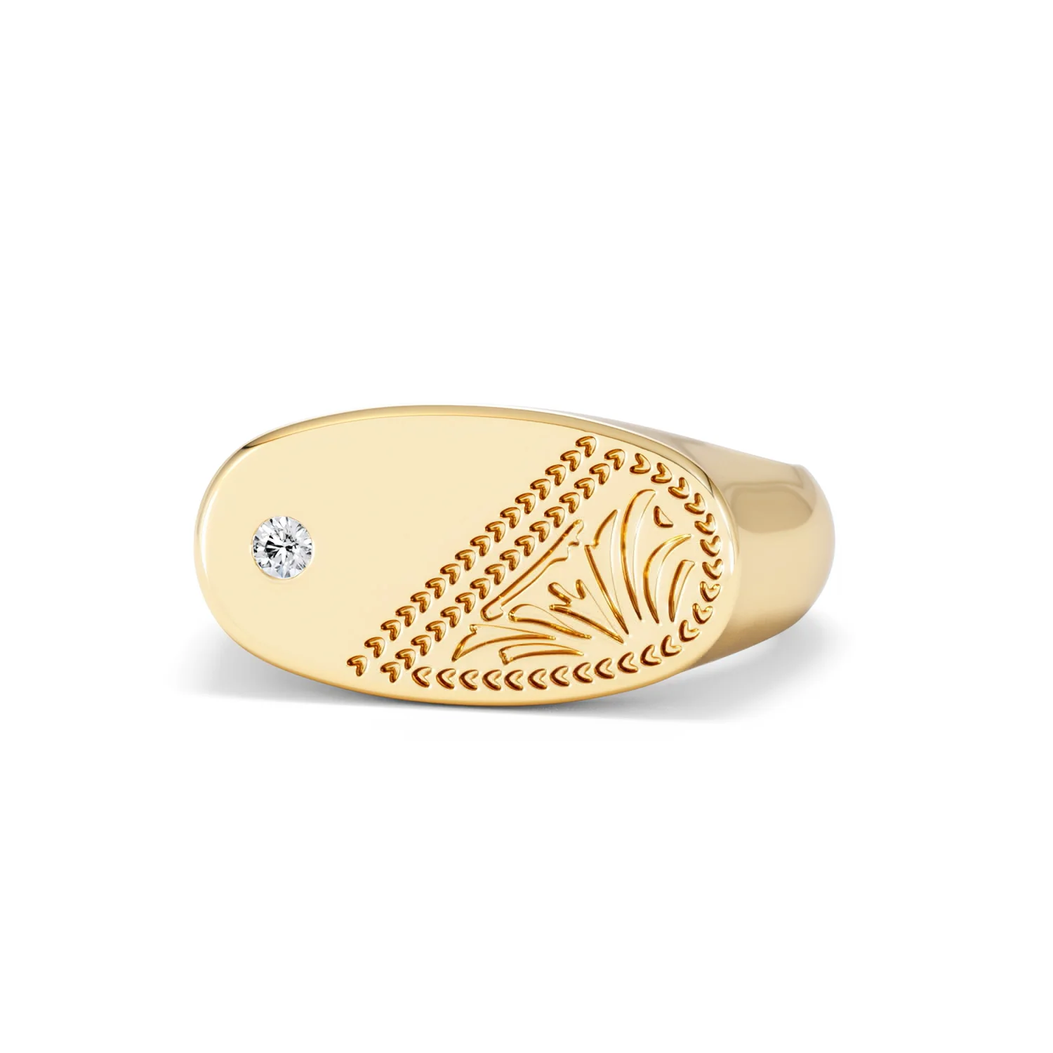 Crest 0.03ct Lab Diamond Men's Oblong Signet Ring in 18K Yellow Gold Vermeil - Image 85