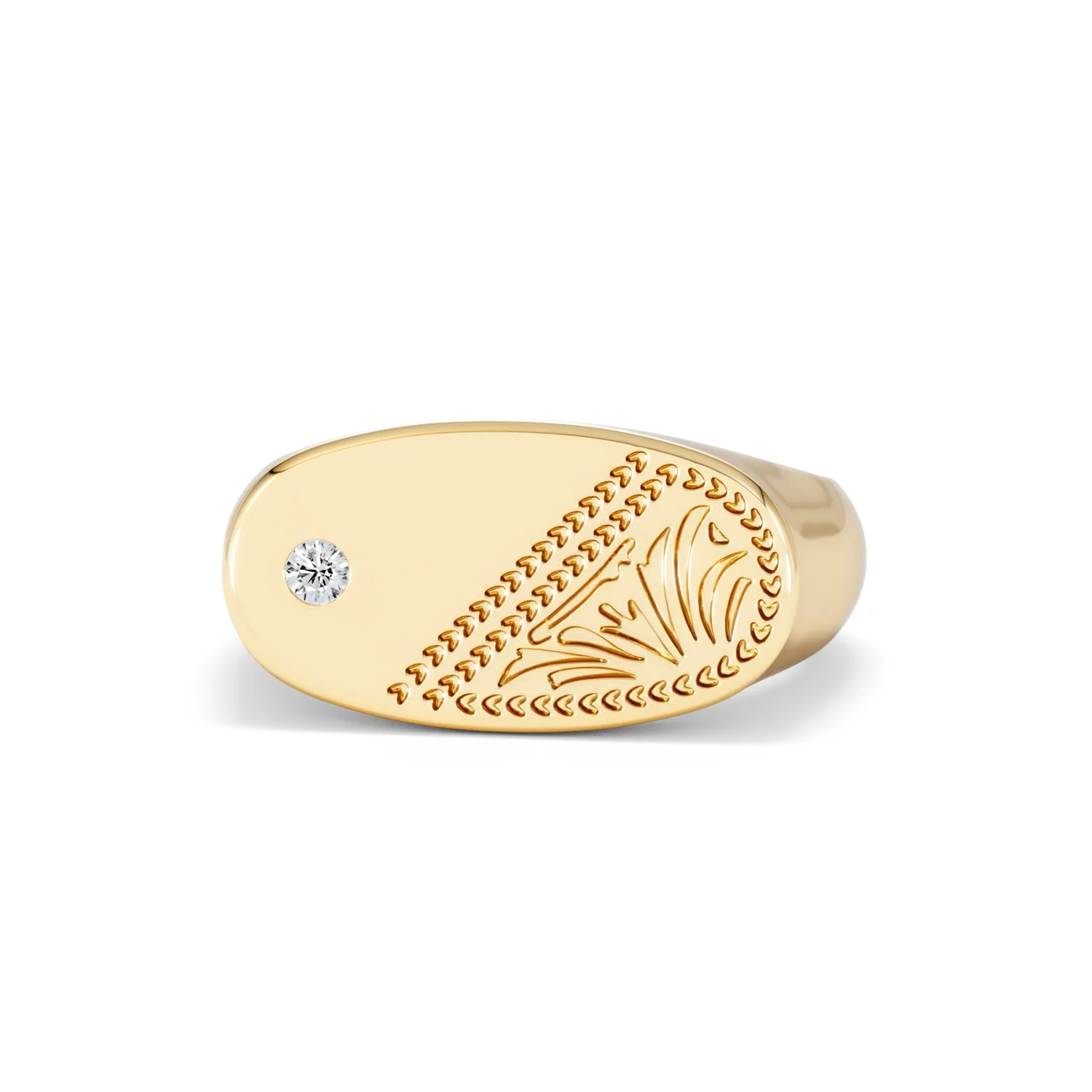 Crest 0.03ct Lab Diamond Men's Oblong Signet Ring in 18K Yellow Gold Vermeil - Image 86