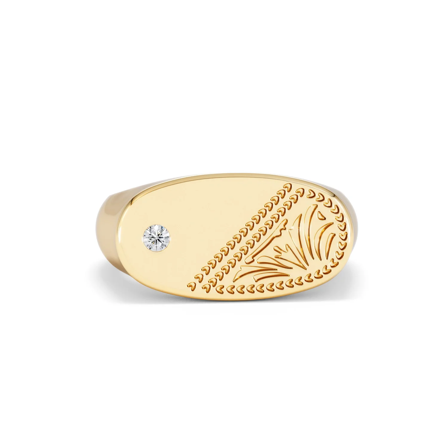 Crest 0.03ct Lab Diamond Men's Oblong Signet Ring in 18K Yellow Gold Vermeil - Image 9