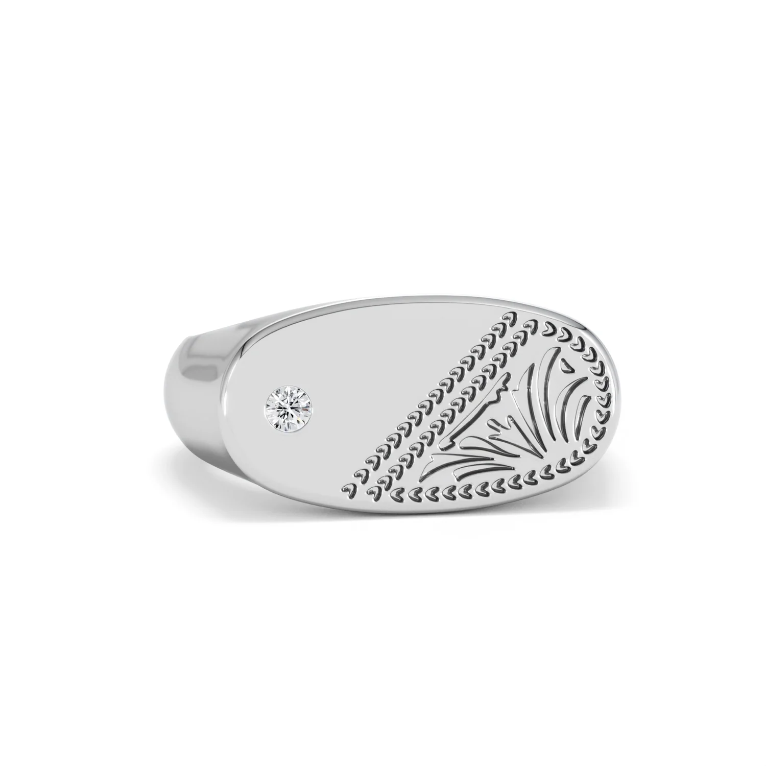 Crest 0.03ct Lab Diamond Men's Oblong Signet Ring in Sterling Silver - Image 10