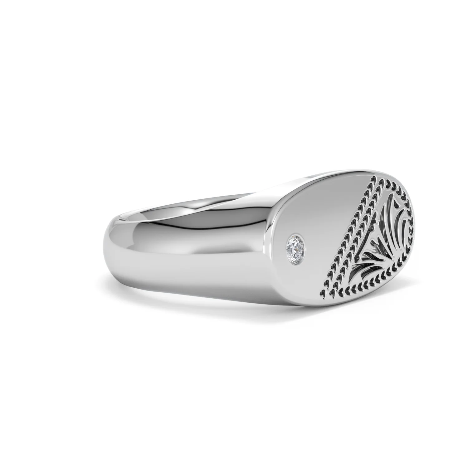 Crest 0.03ct Lab Diamond Men's Oblong Signet Ring in Sterling Silver - Image 19