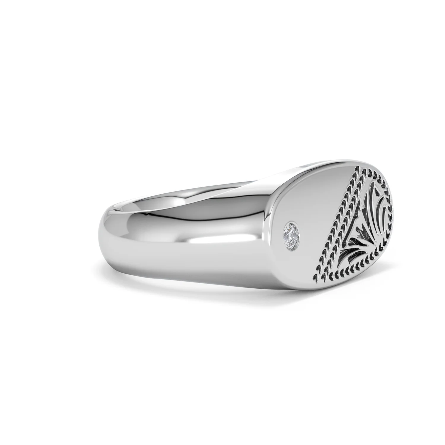 Crest 0.03ct Lab Diamond Men's Oblong Signet Ring in Sterling Silver - Image 20