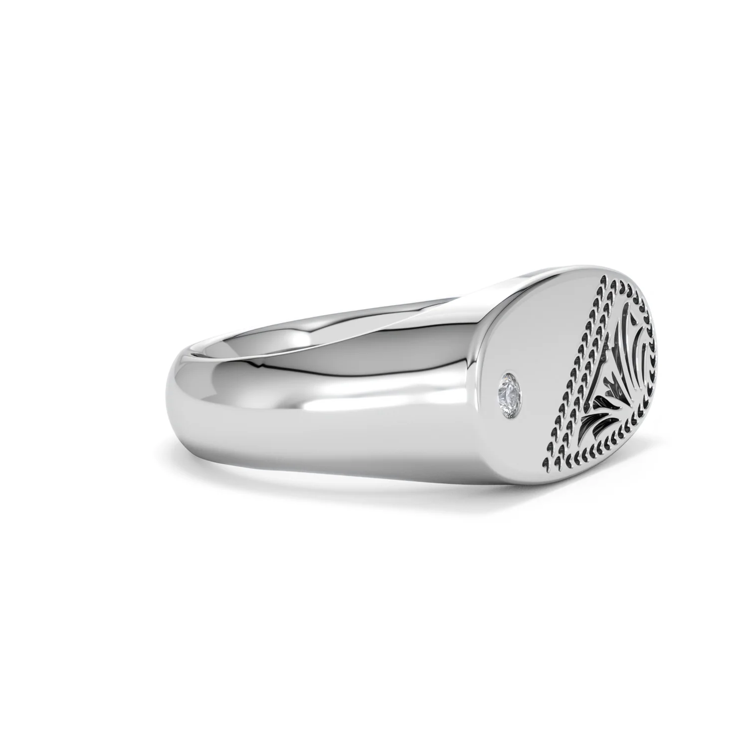Crest 0.03ct Lab Diamond Men's Oblong Signet Ring in Sterling Silver - Image 21