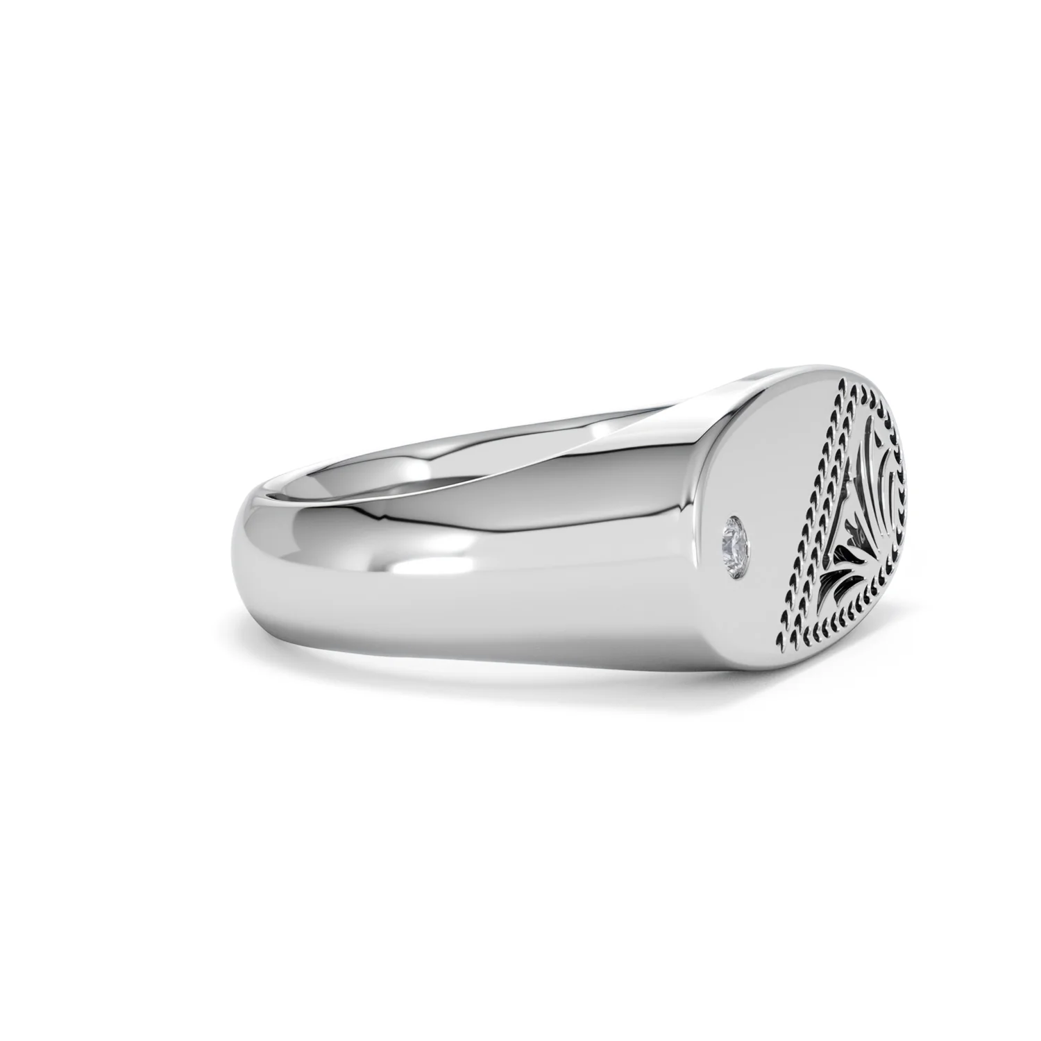Crest 0.03ct Lab Diamond Men's Oblong Signet Ring in Sterling Silver - Image 22