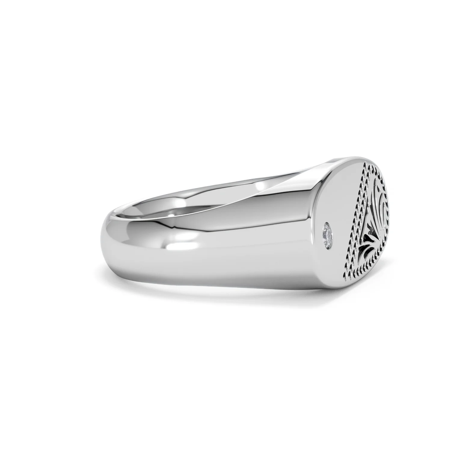 Crest 0.03ct Lab Diamond Men's Oblong Signet Ring in Sterling Silver - Image 23