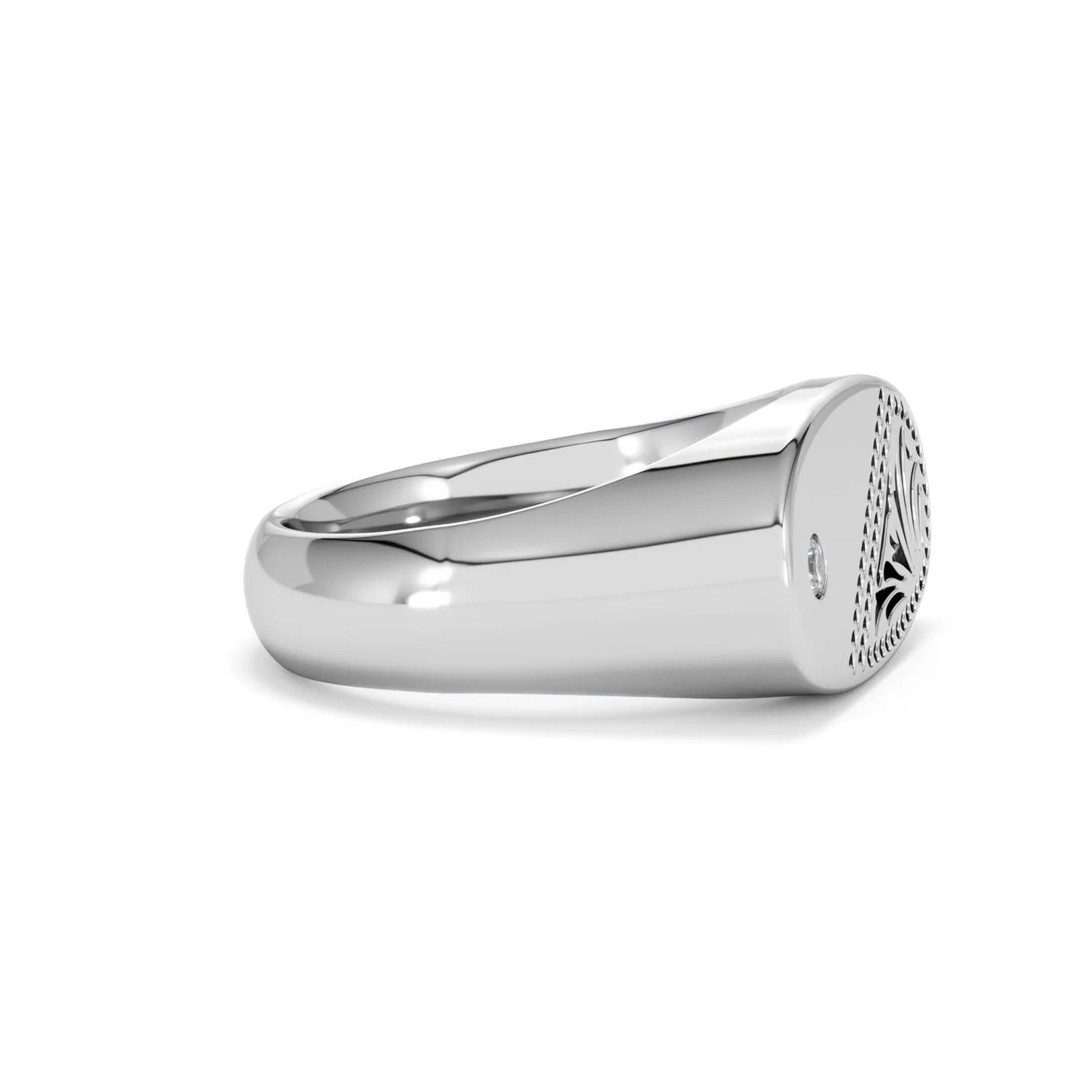 Crest 0.03ct Lab Diamond Men's Oblong Signet Ring in Sterling Silver - Image 24