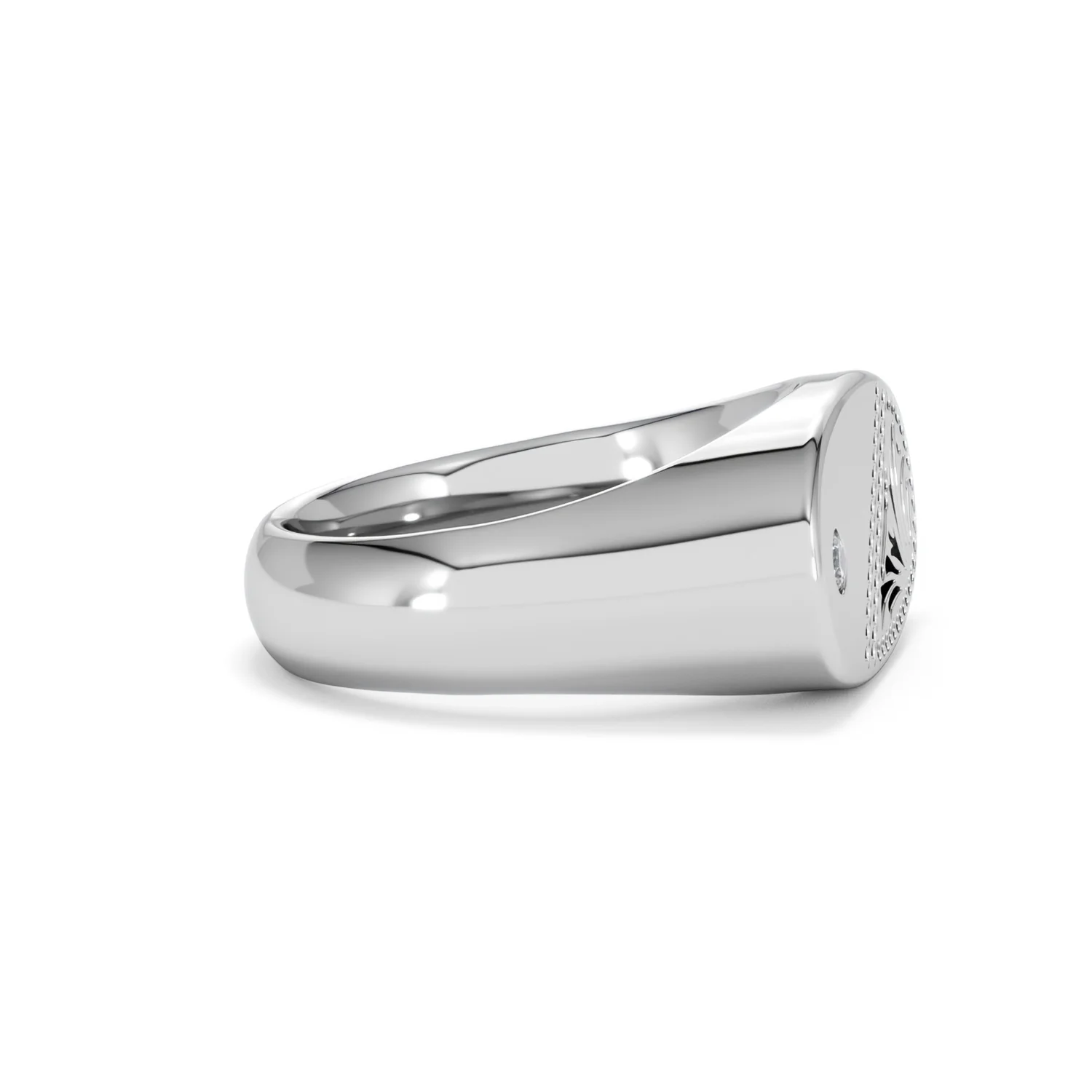 Crest 0.03ct Lab Diamond Men's Oblong Signet Ring in Sterling Silver - Image 25